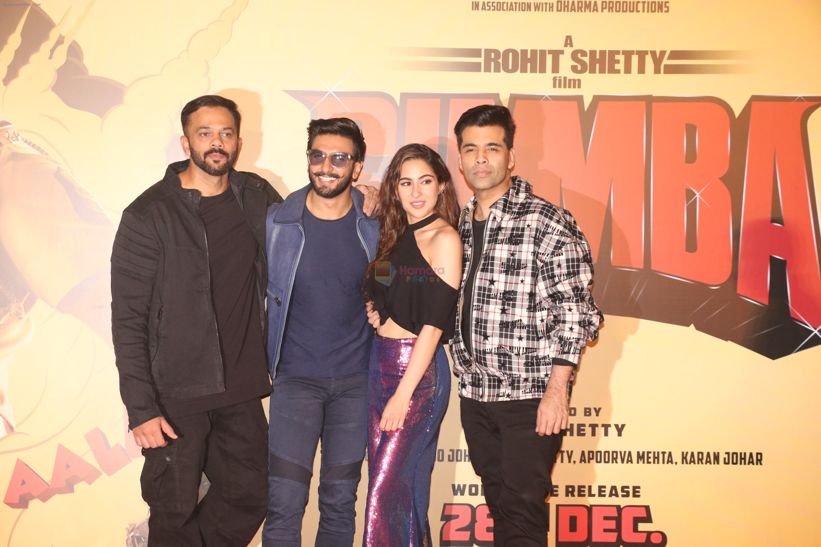 Ranveer Singh, Rohit Shetty, Sara Ali Khan, Karan Johar at the Trailer launch of film Simmba in PVR icon, andheri on 4th Dec 2018