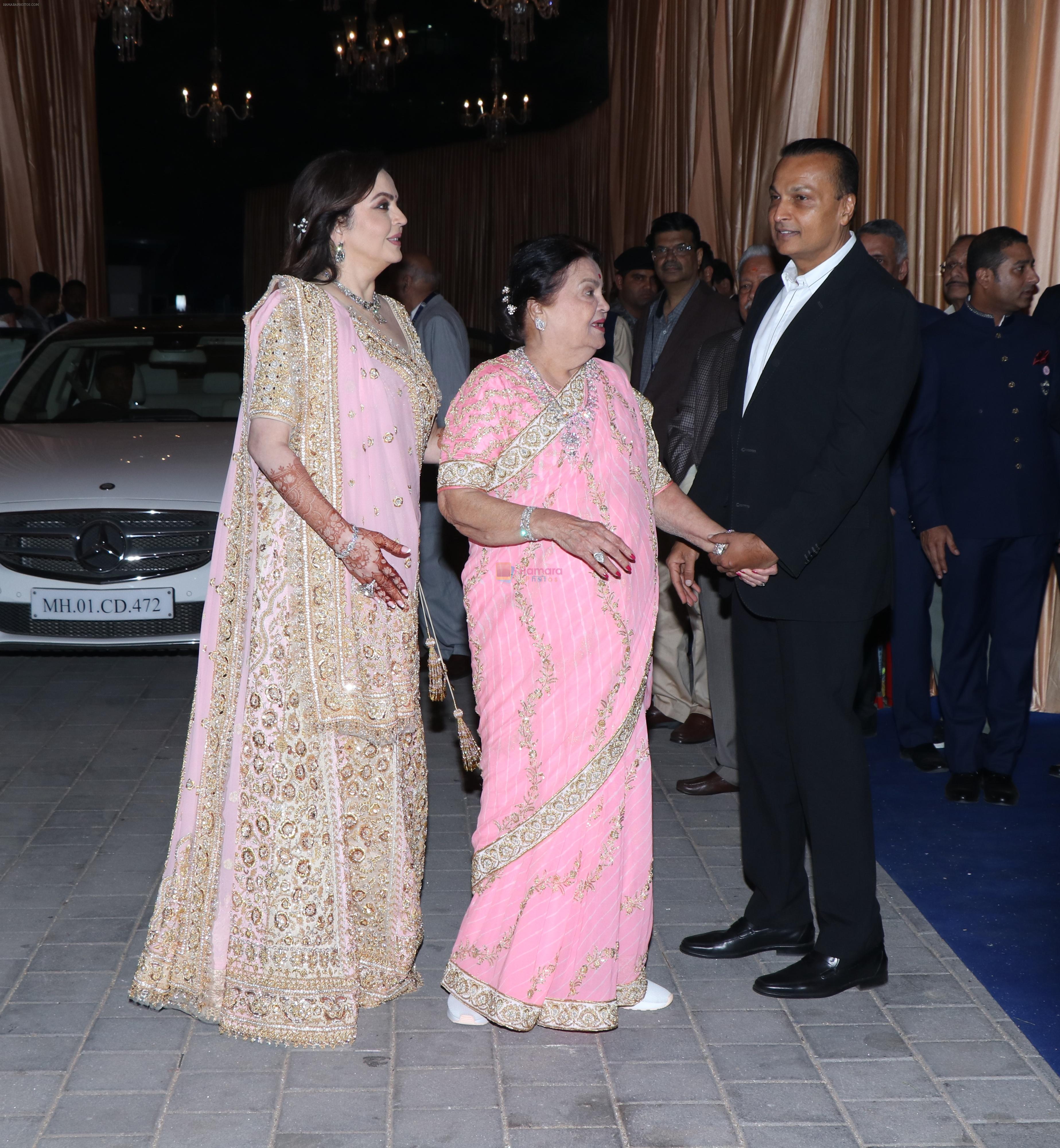 Nita Ambani, Kokilaben Ambani, Anil Ambani  at Isha Ambani & Anand Piramal wedding reception in jio garden bkc on 15th Dec 2018