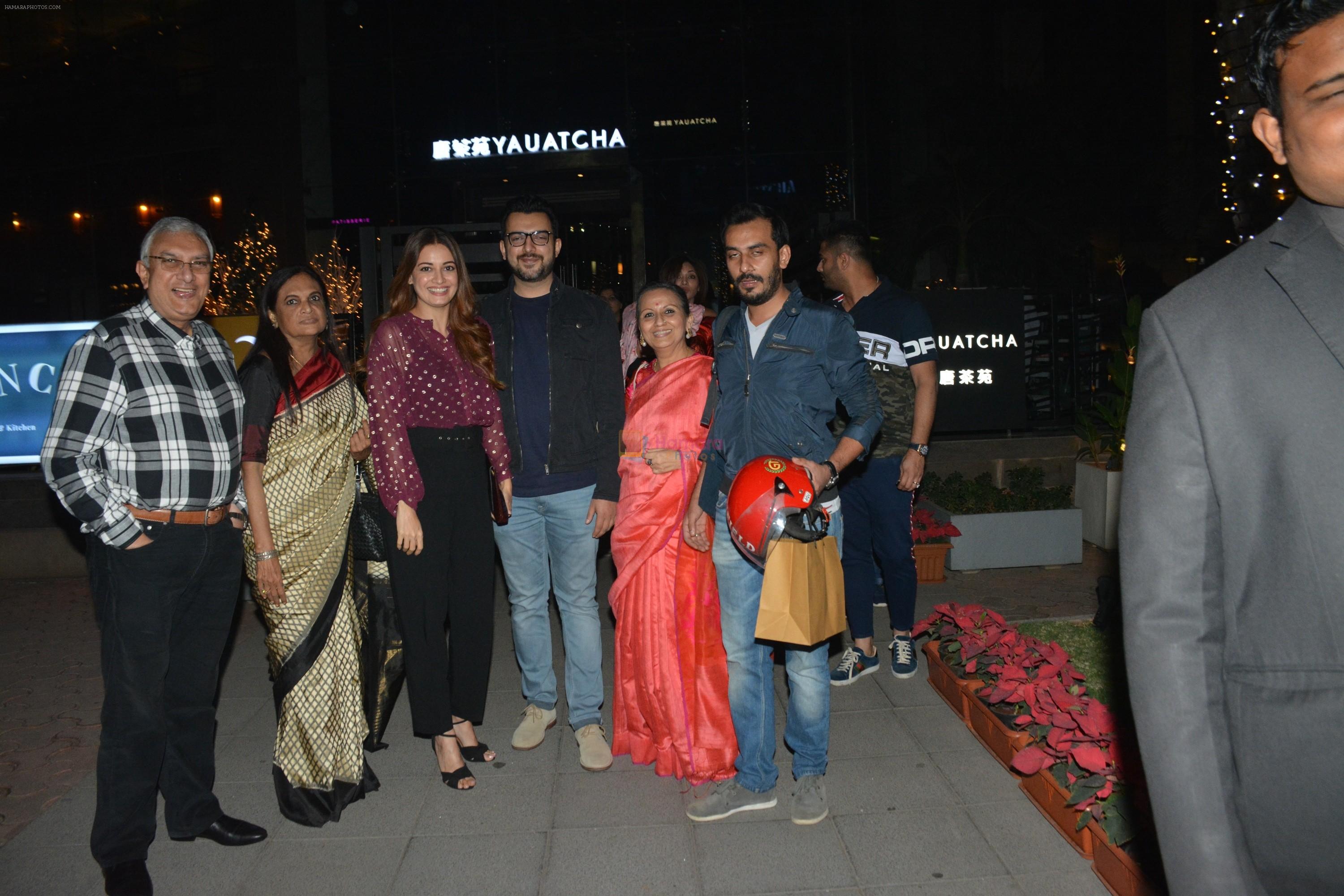 Dia Mirza & Sahil Sangha With Family Spotted At Yautcha Bkc on 5th Jan 2019