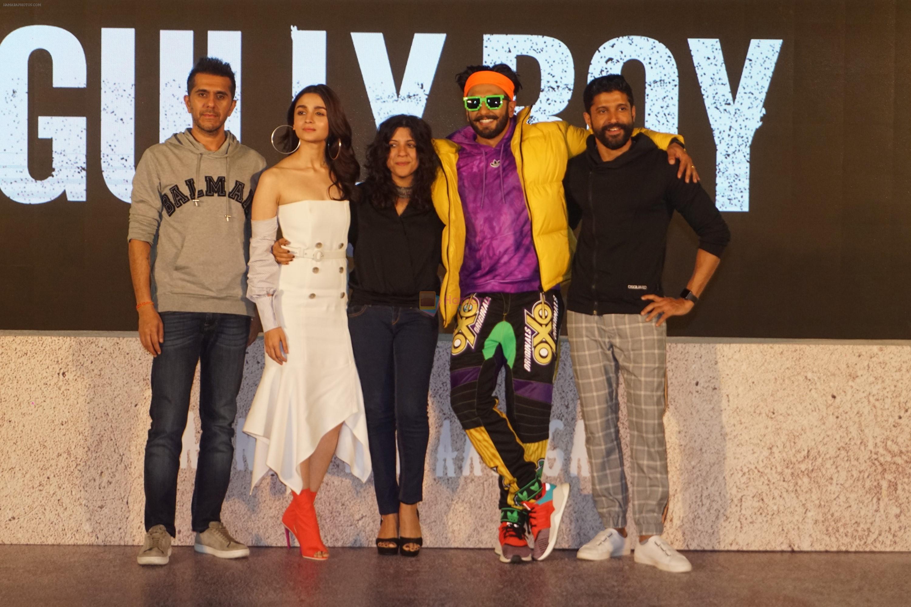 Ranveer Singh, Alia Bhatt, Ritesh Sishwani, Zoya Akhtar, Farhan AKhtar at the trailer launch of film Gully Boy on 8th Jan 2019