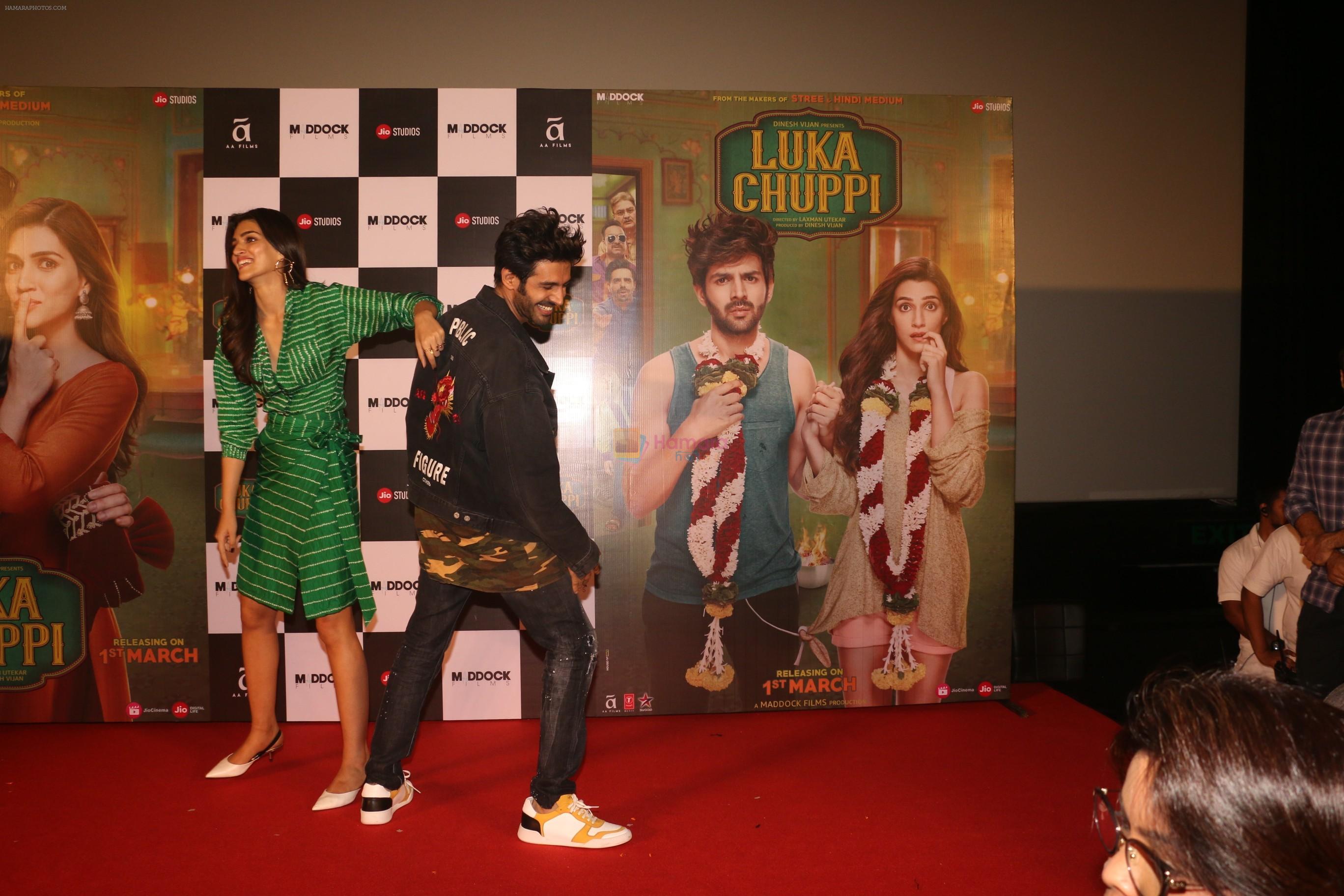 Kriti Sanon, Kartik Aaryan at theTrailer Launch Of Film Luka Chuppi in Mumbai on 24th Jan 2019