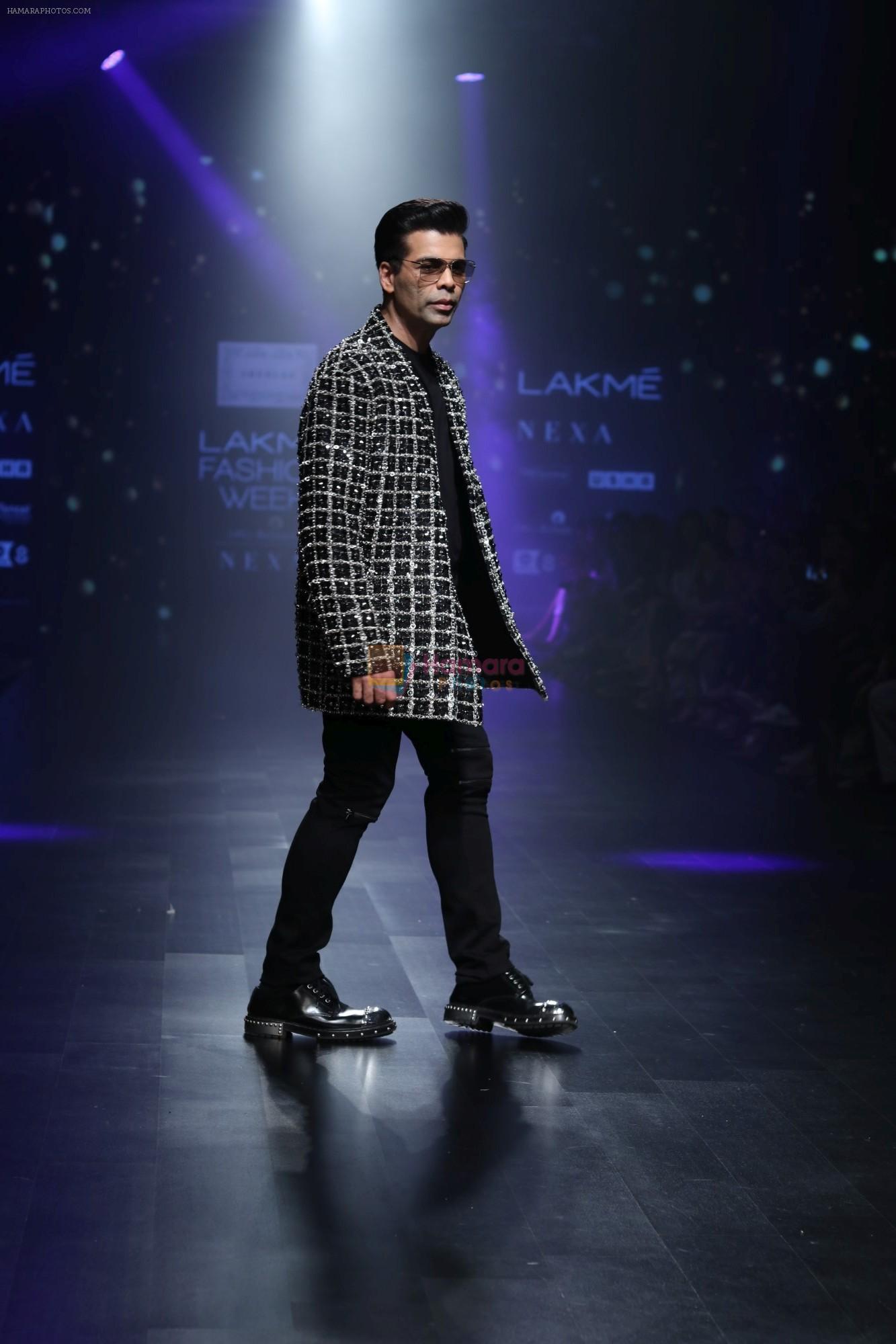 Karan Johar walk the ramp for Shehla Khan at Lakme Fashion Week 2019  on 3rd Feb 2019