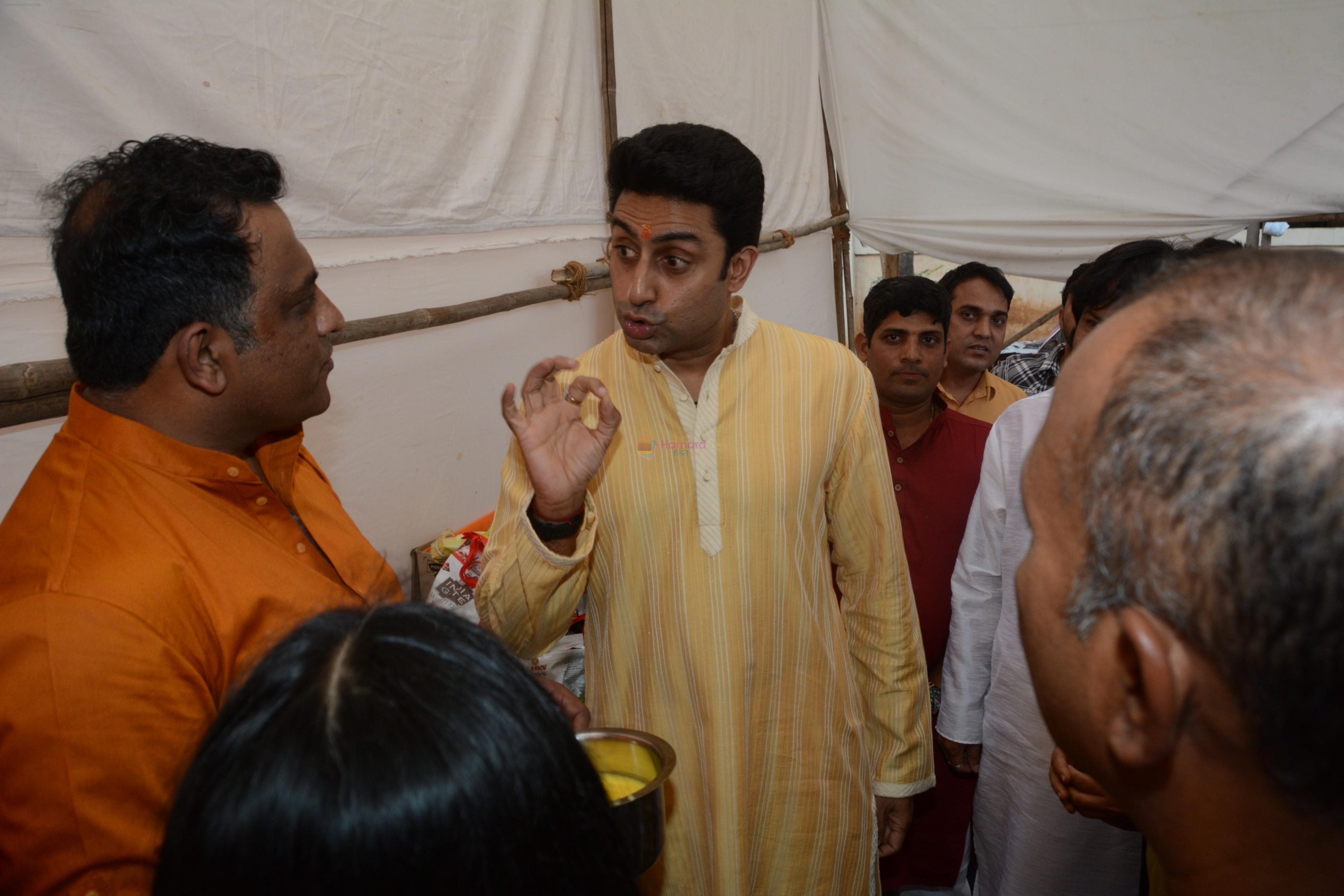 Abhishek Bachchan at Saraswati pujan at Anurag Basu's house in goregaon on 10th Feb 2019