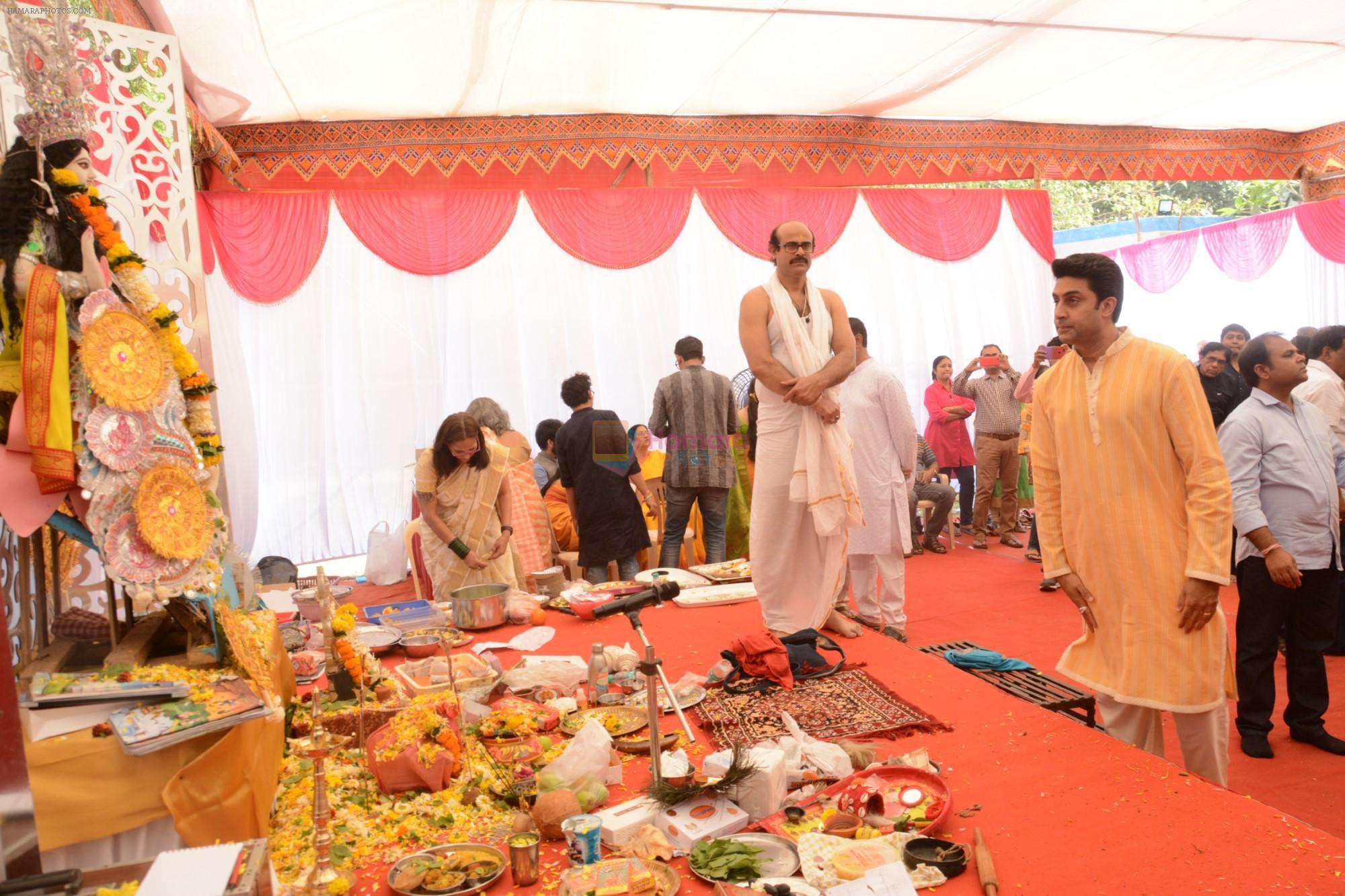 Abhishek Bachchan at Saraswati pujan at Anurag Basu's house in goregaon on 10th Feb 2019