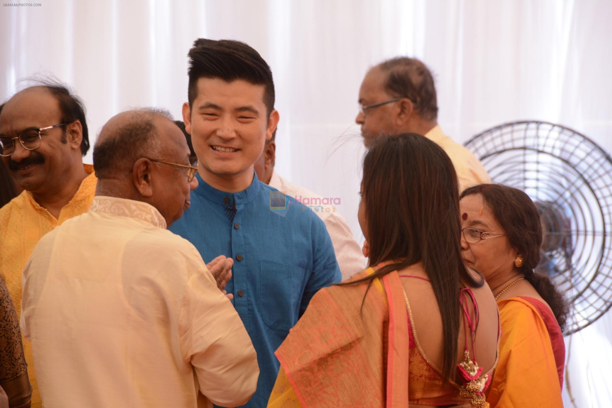 Meiyang Chang at Saraswati pujan at Anurag Basu's house in goregaon on 10th Feb 2019