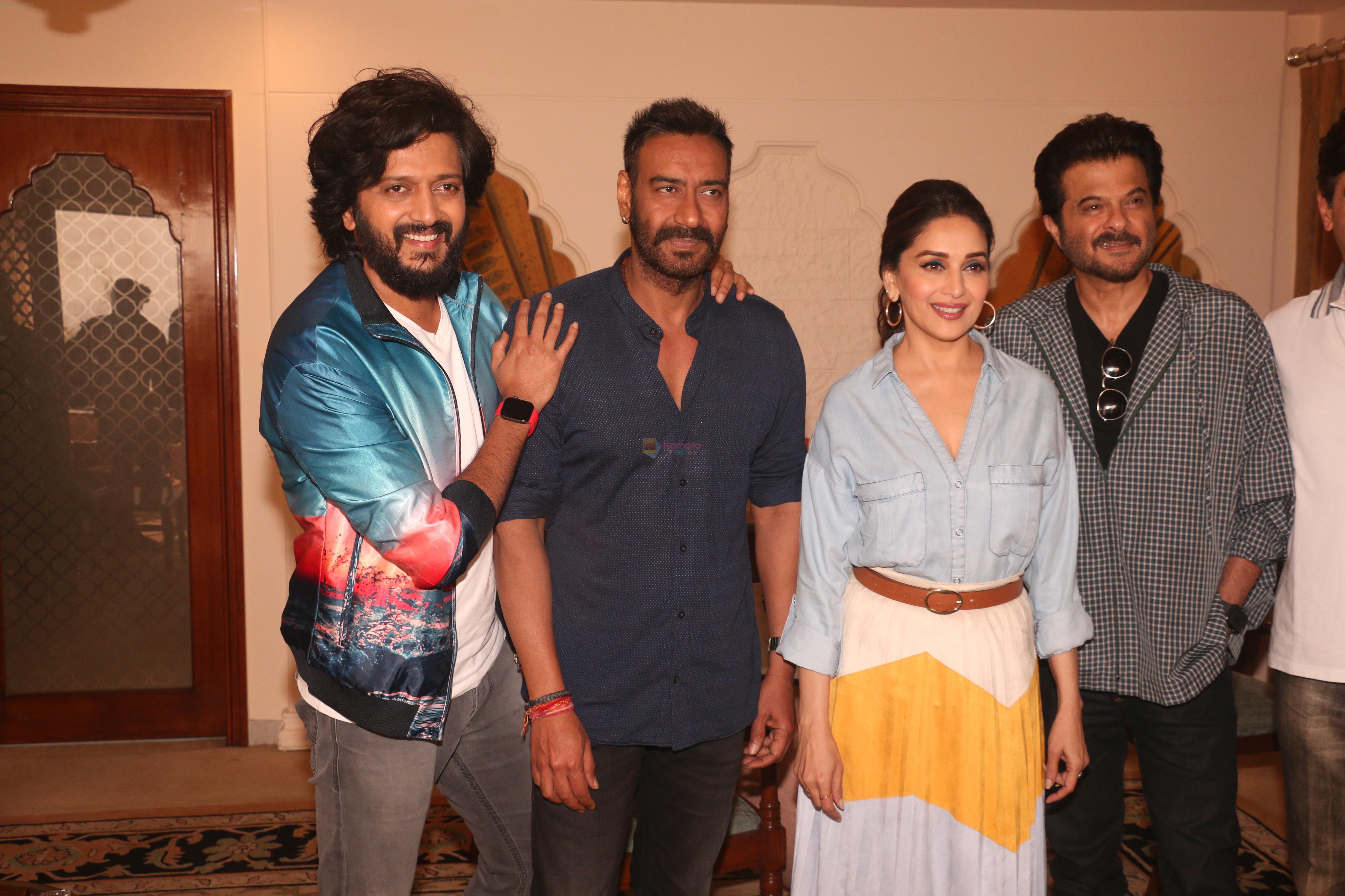 Madhuri Dixit, Anil Kapoor, Riteish Deshmukh, Ajay Devgan at the promotion of film Total Dhamaal in Sun n Sand juhu on 13th Feb 2019