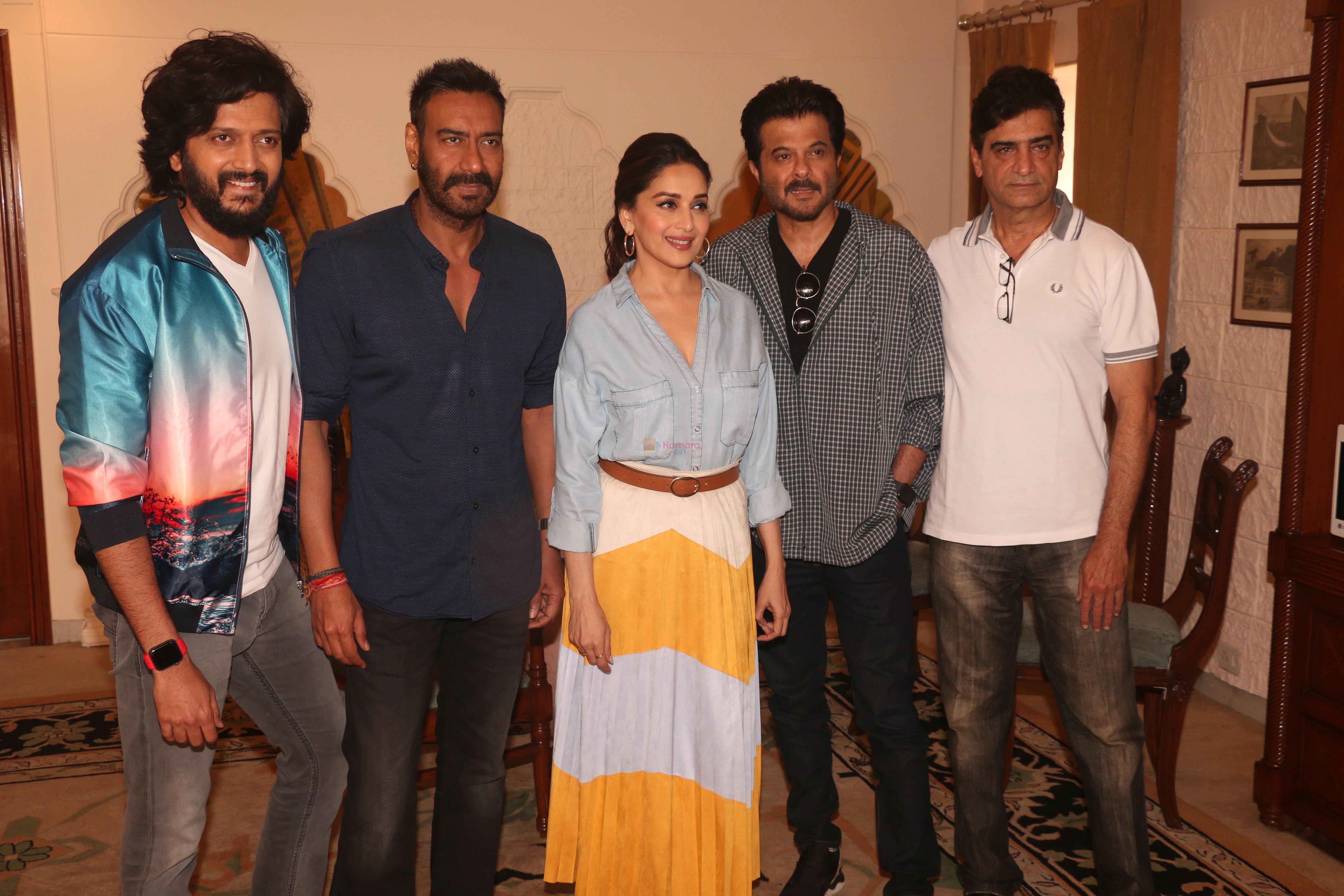 Madhuri Dixit, Anil Kapoor, Riteish Deshmukh, Ajay Devgan, Indra Kumar at the promotion of film Total Dhamaal in Sun n Sand juhu on 13th Feb 2019