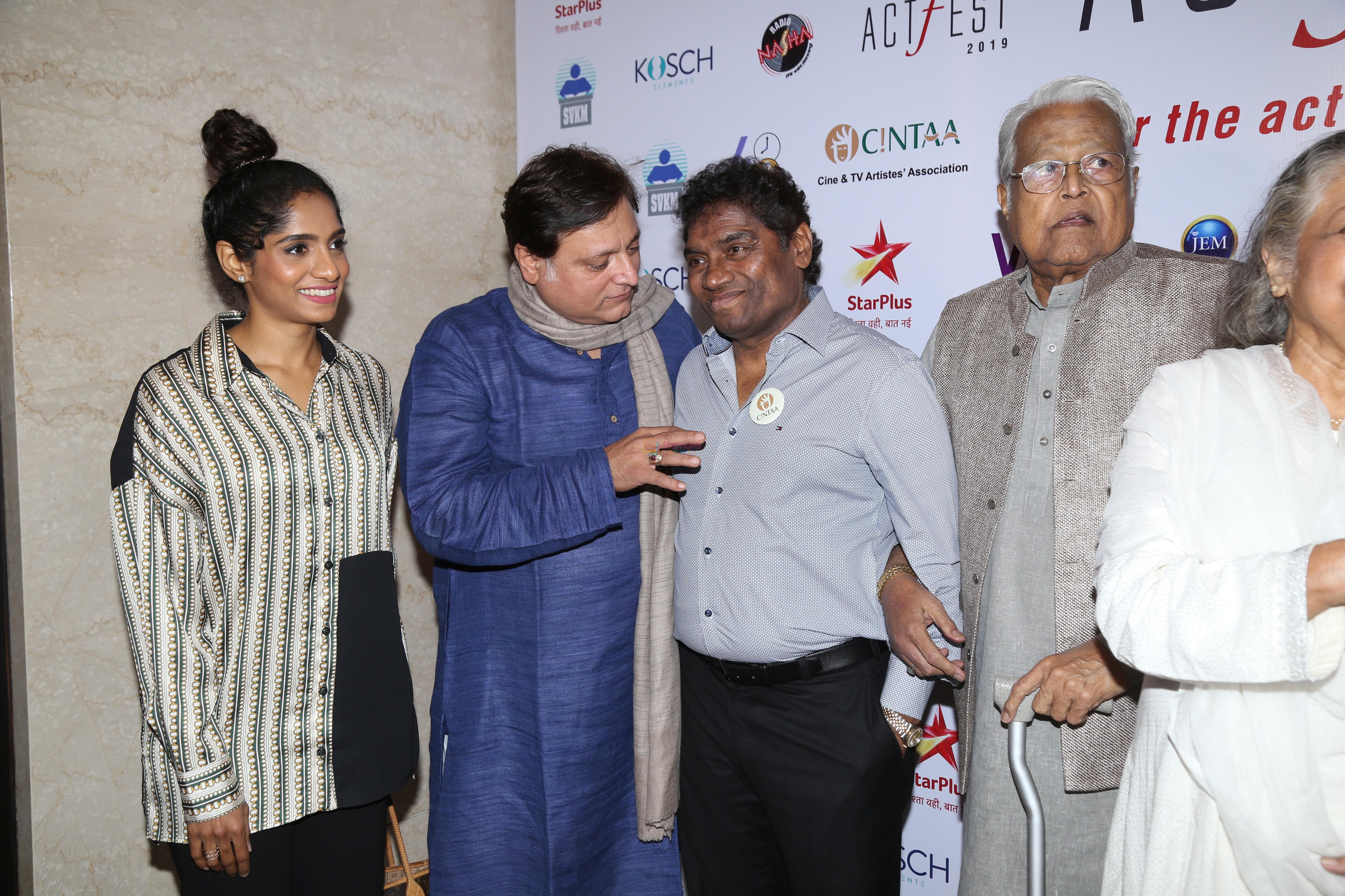 Manoj Joshi, Johnny Lever at the Cintaa 48hours film project's actfest at Mithibai College in vile Parle on 17th Feb 2019