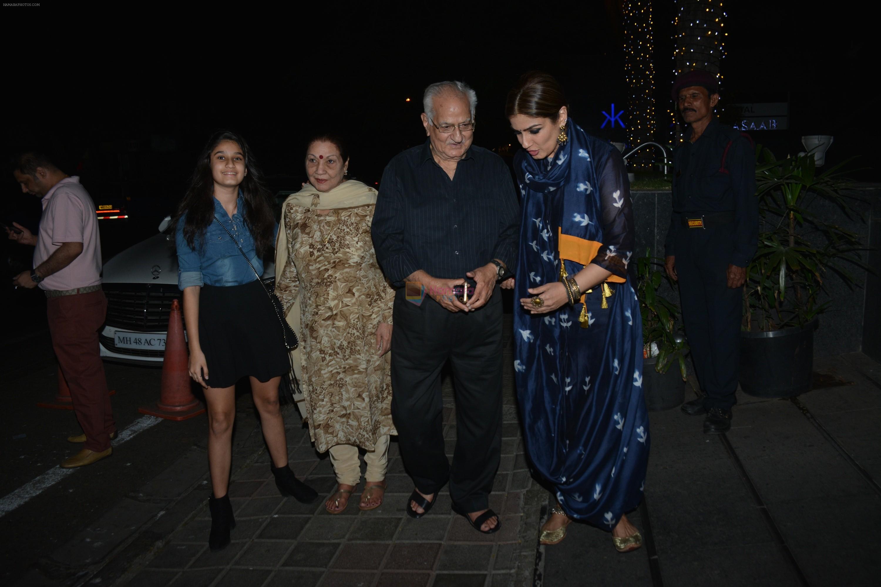 Raveena Tandon with her parents & kids spotted at Hakkasan in bandra on 17th Feb 2019