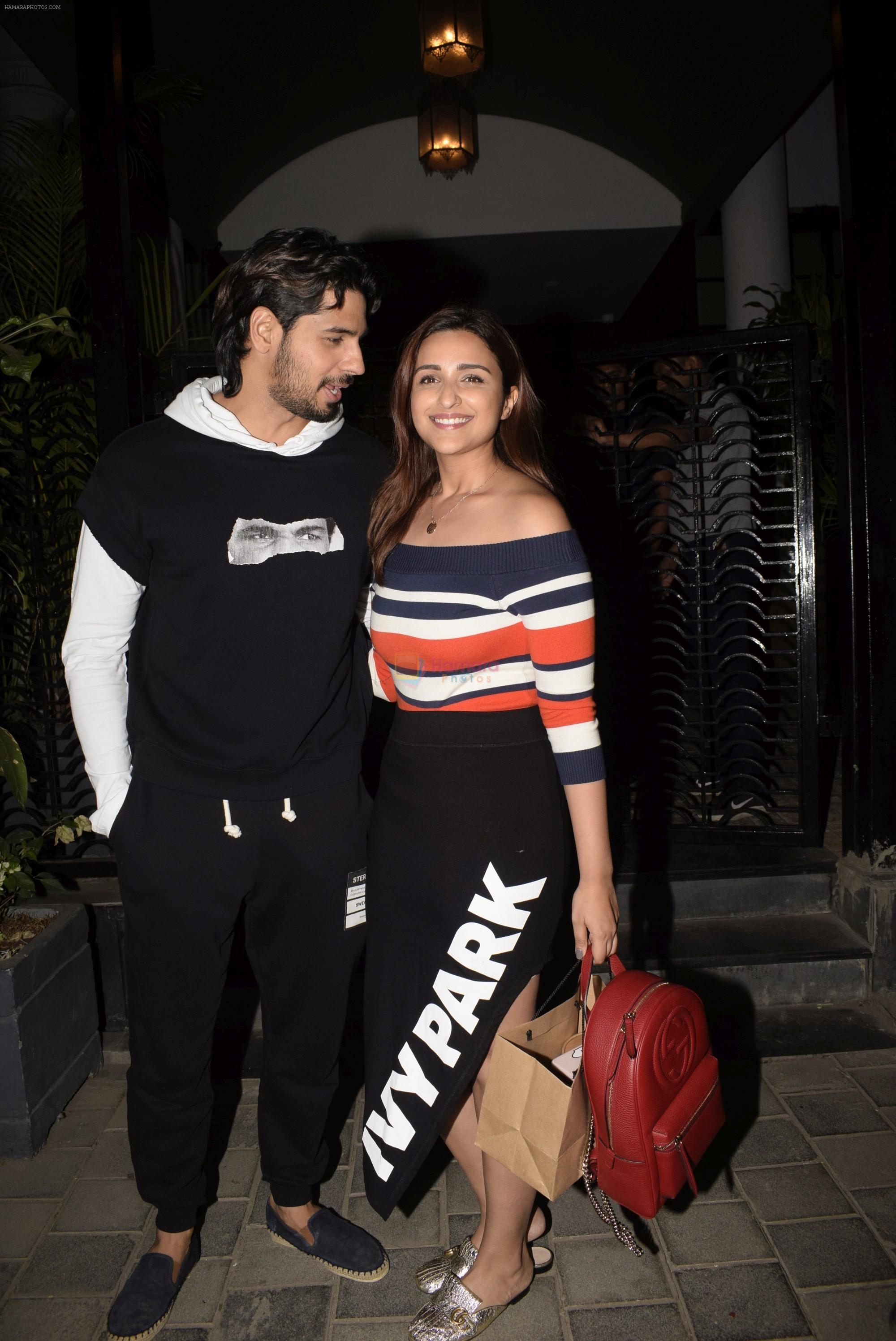 Sidharth Malhotra, Parineeti Chopra spotted at Soho House juhu on 19th Feb 2019