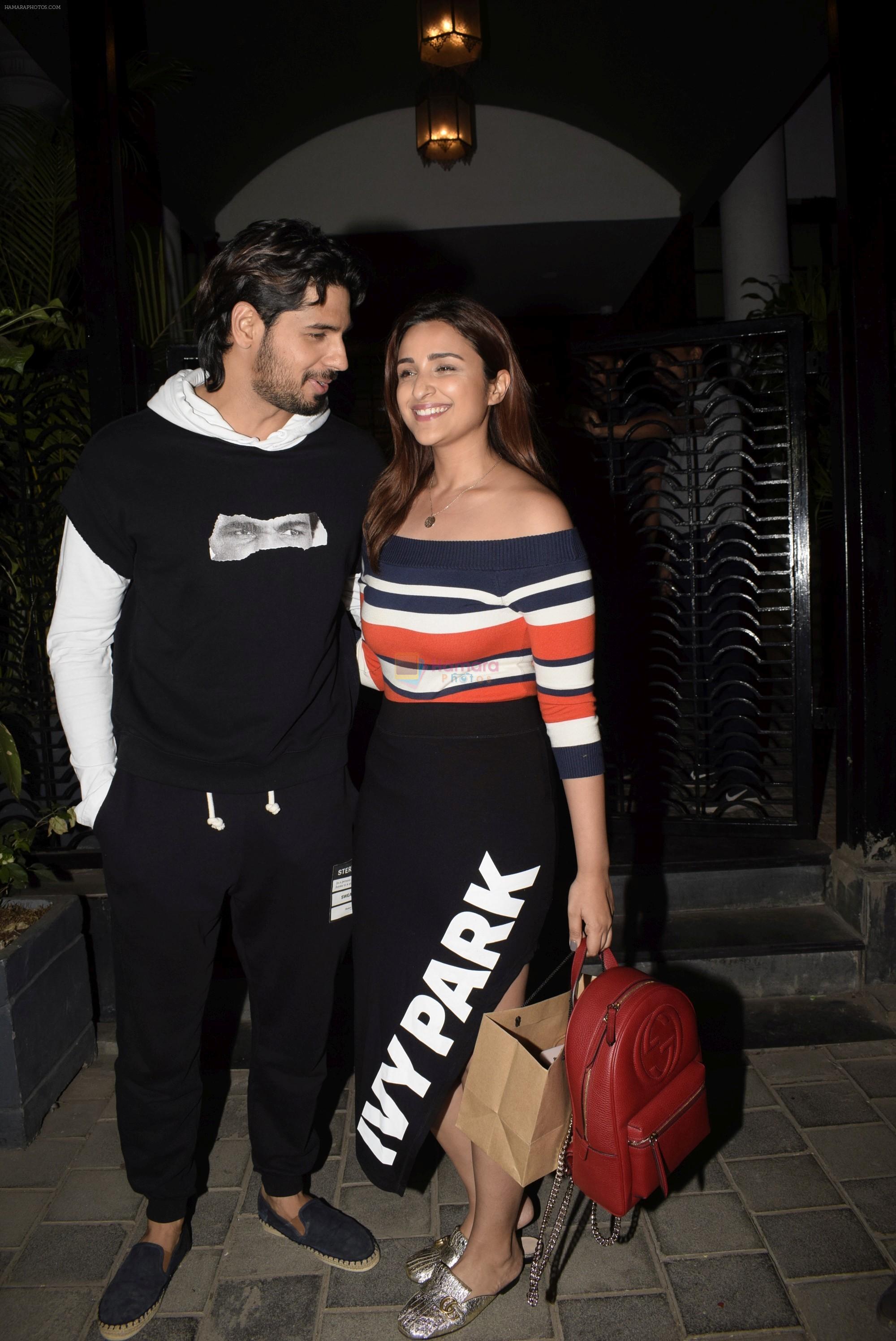 Sidharth Malhotra, Parineeti Chopra spotted at Soho House juhu on 19th Feb 2019