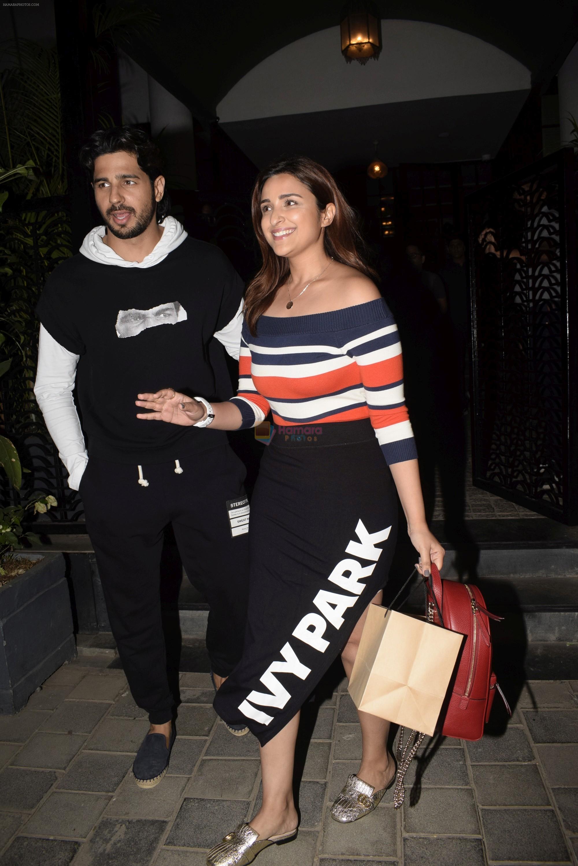 Sidharth Malhotra, Parineeti Chopra spotted at Soho House juhu on 19th Feb 2019