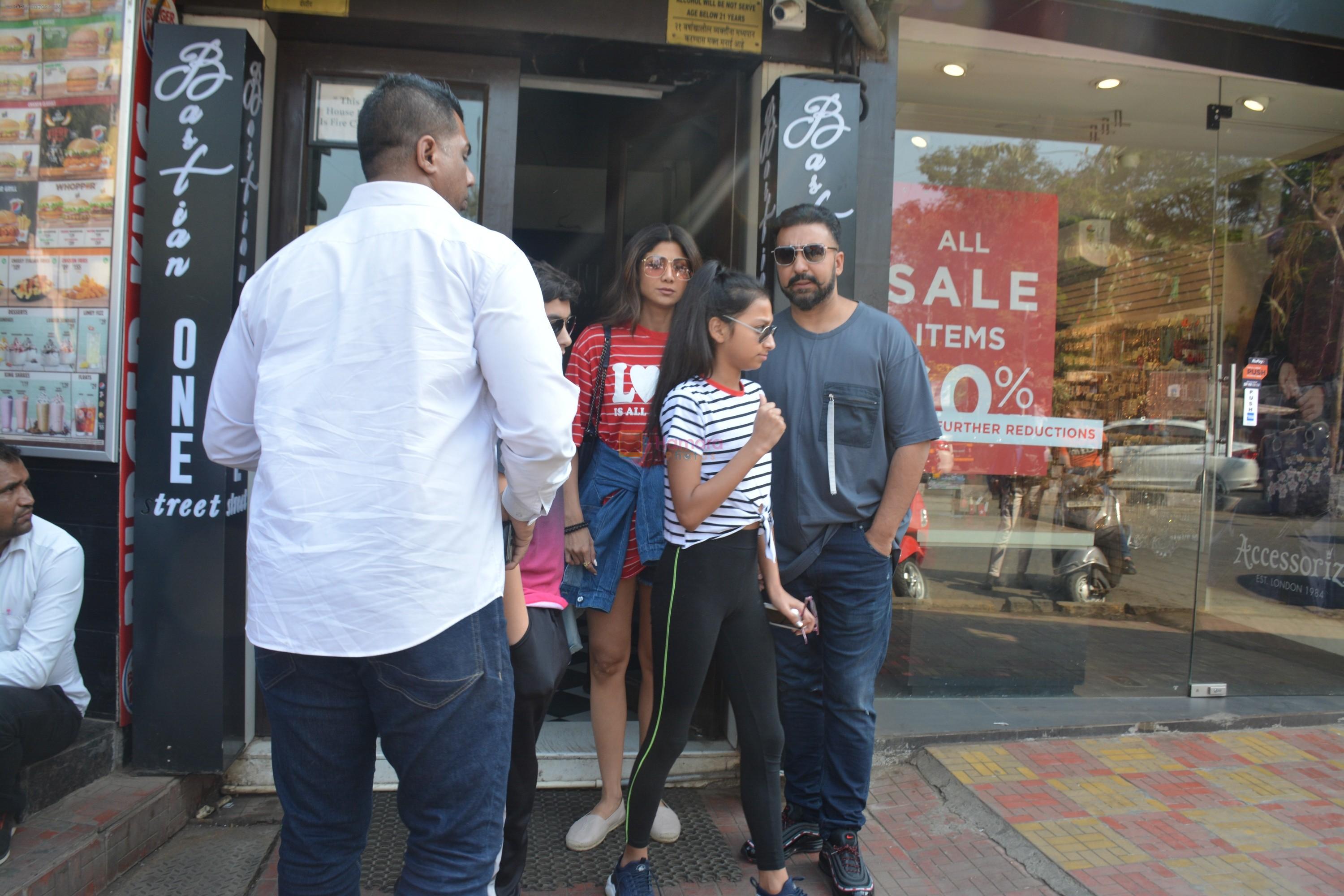 Shilpa Shetty with family spotted at Bastian bandra on 21st Feb 2019