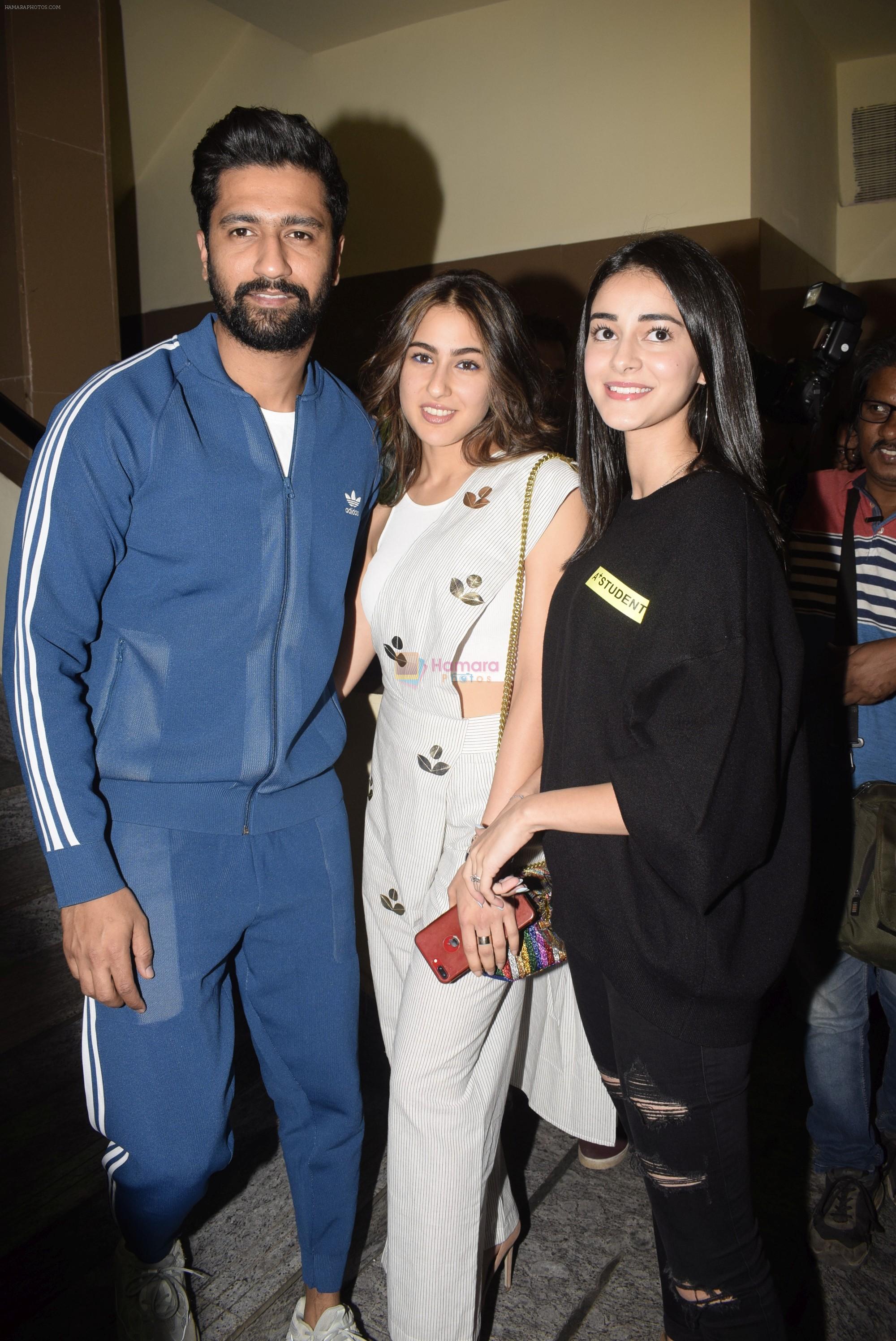 Vicky Kaushal, Sara Ali Khan, Ananya Pandey at the Screening of film Sonchiriya at pvr juhu on 27th Feb 2019