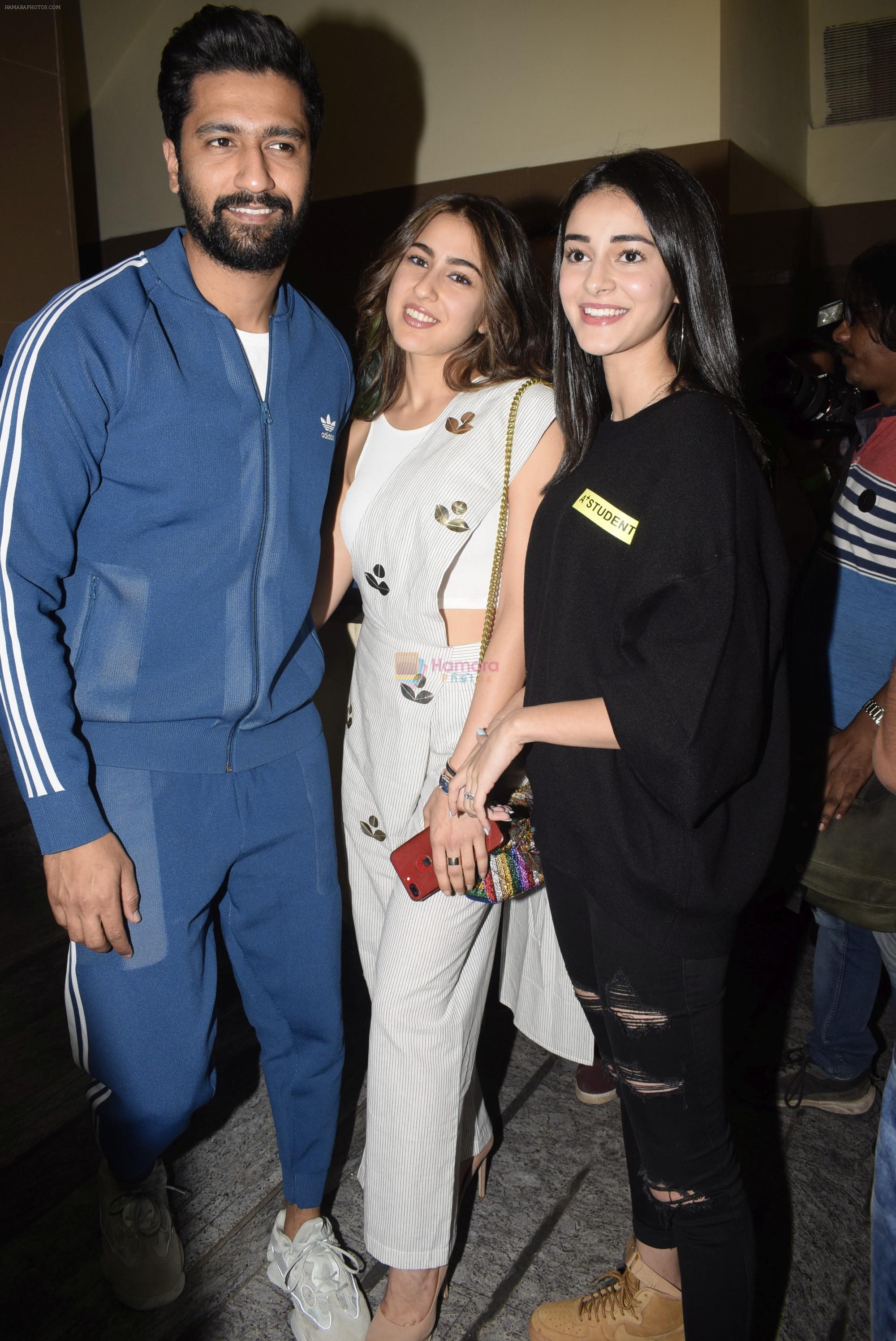 Vicky Kaushal, Sara Ali Khan, Ananya Pandey at the Screening of film Sonchiriya at pvr juhu on 27th Feb 2019