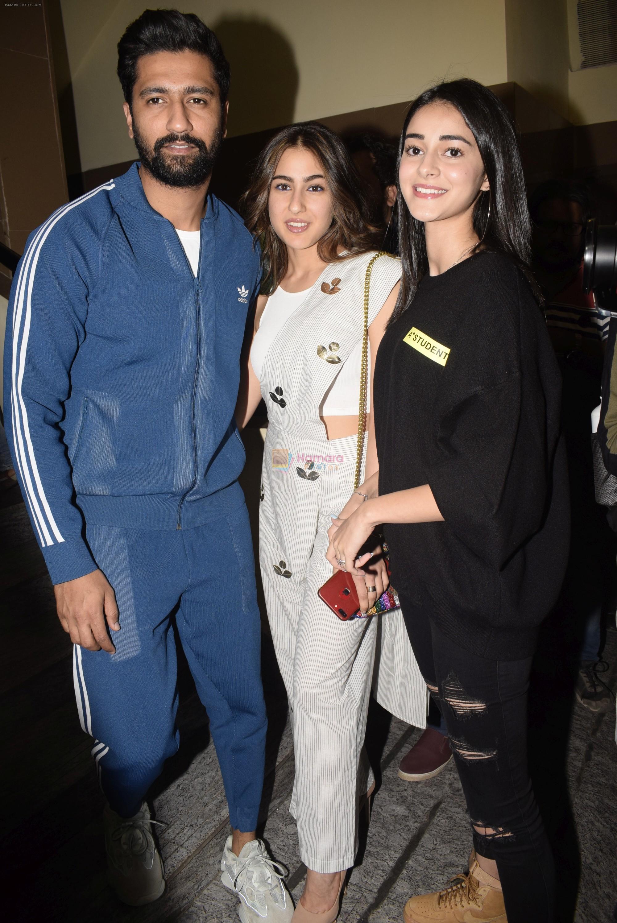 Vicky Kaushal, Sara Ali Khan, Ananya Pandey at the Screening of film Sonchiriya at pvr juhu on 27th Feb 2019