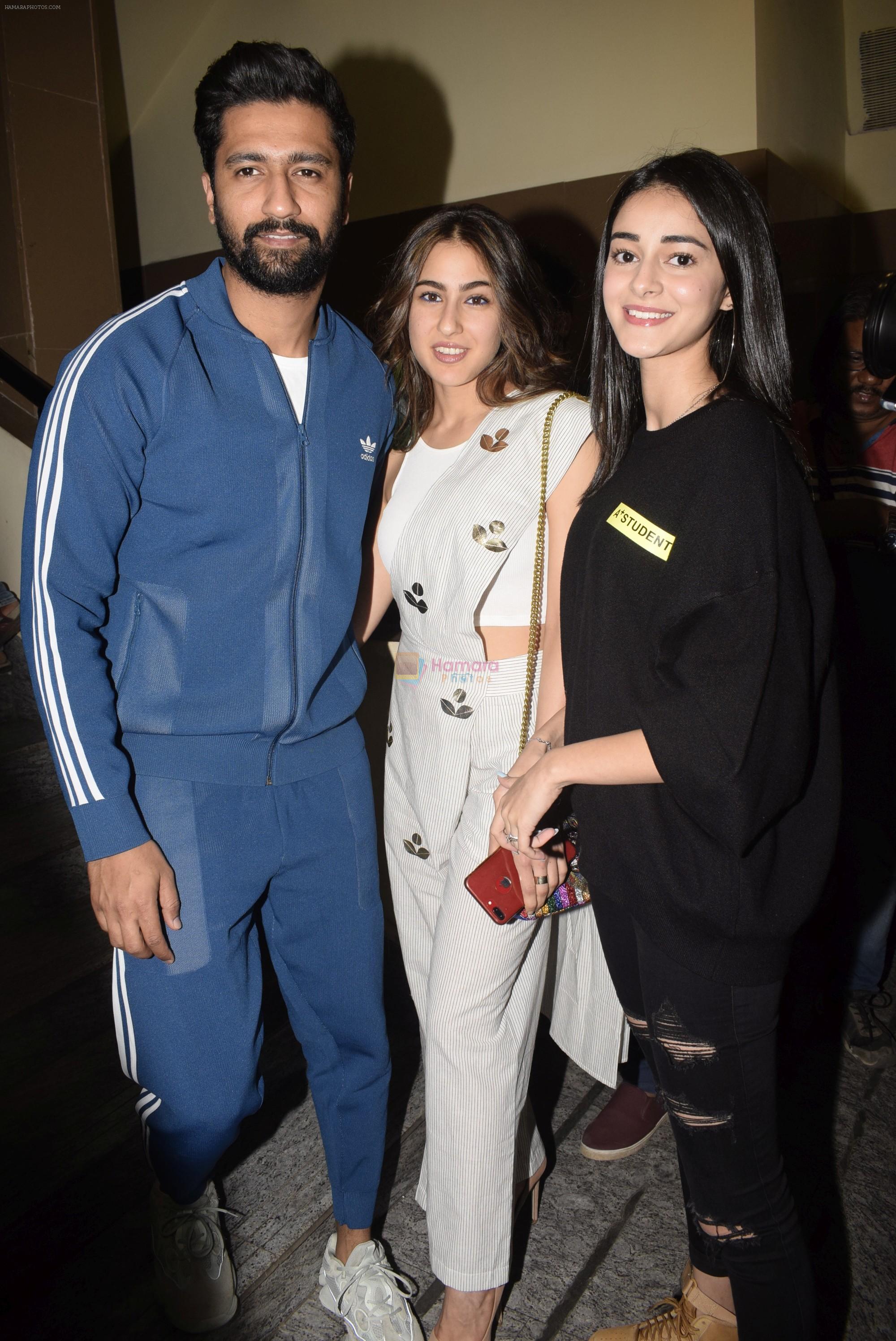 Vicky Kaushal, Sara Ali Khan, Ananya Pandey at the Screening of film Sonchiriya at pvr juhu on 27th Feb 2019