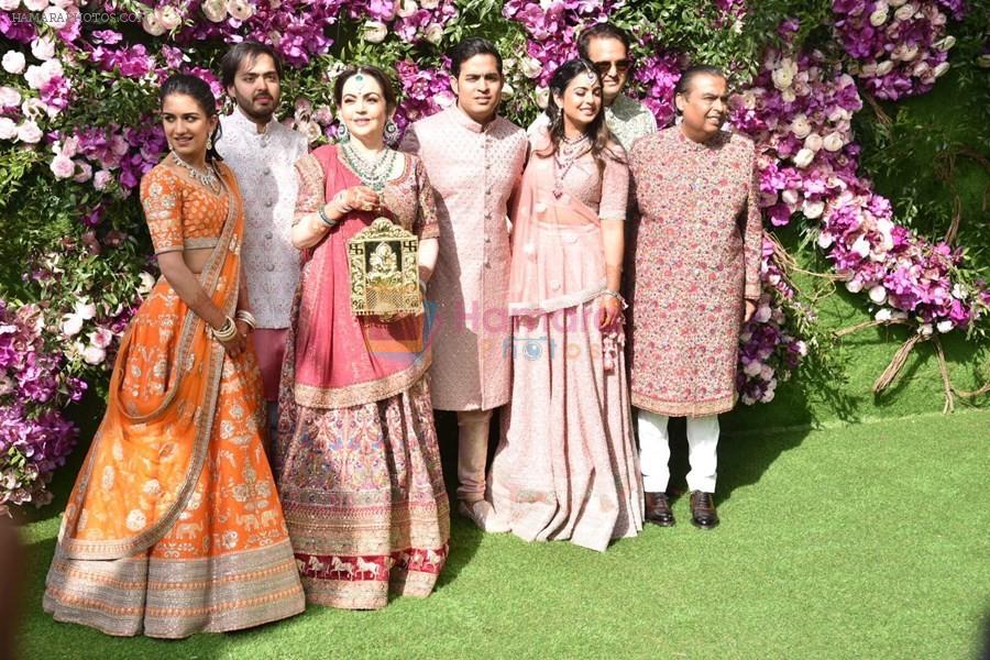 Nita Ambani, Mukesh Ambani, Akash, Isha and Anant Ambani at Akash Ambani & Shloka Mehta wedding in Jio World Centre bkc on 10th March 2019