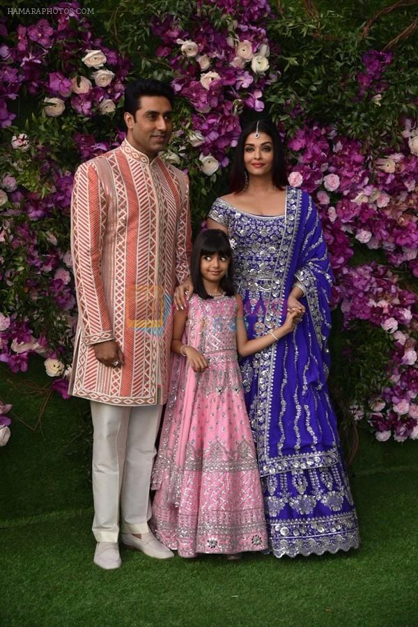 Aishwarya Rai Bachchan, Abhishek Bachchan, Aaradhya Bachchan at Akash Ambani & Shloka Mehta wedding in Jio World Centre bkc on 10th March 2019