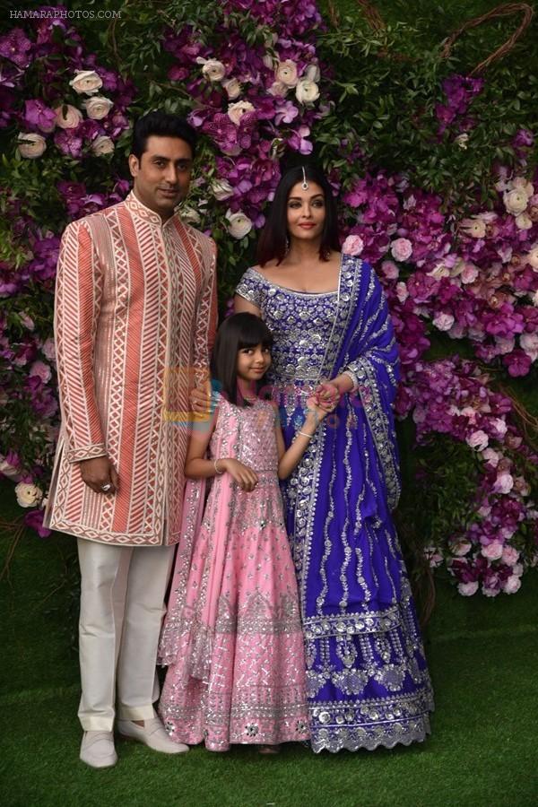 Aishwarya Rai Bachchan, Abhishek Bachchan, Aaradhya Bachchan at Akash Ambani & Shloka Mehta wedding in Jio World Centre bkc on 10th March 2019