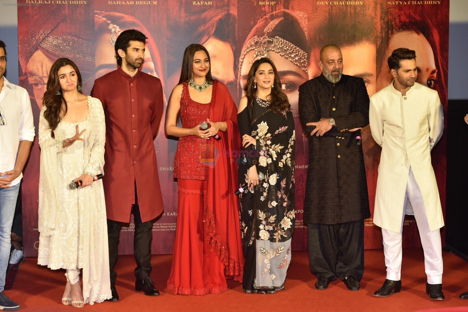 Alia Bhatt, Varun Dhawan, Sanjay Dutt, Sonakshi Sinha, Aditya Roy Kapoor, Madhuri Dixit, Karan Johar at the Teaser launch of KALANK on 11th March 2019