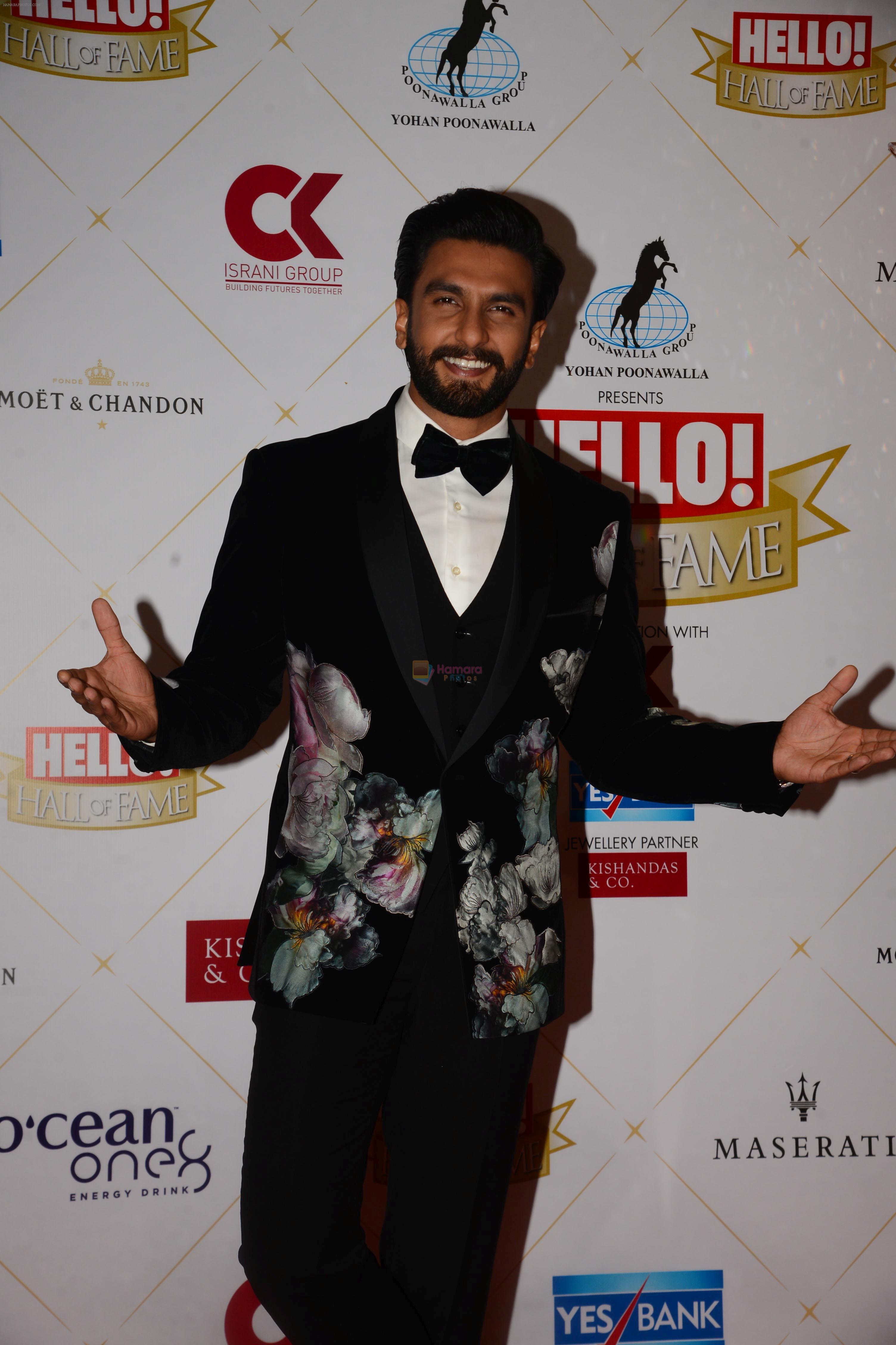 Ranveer Singh at the Hello Hall of Fame Awards in St Regis hotel on 18th March 2019