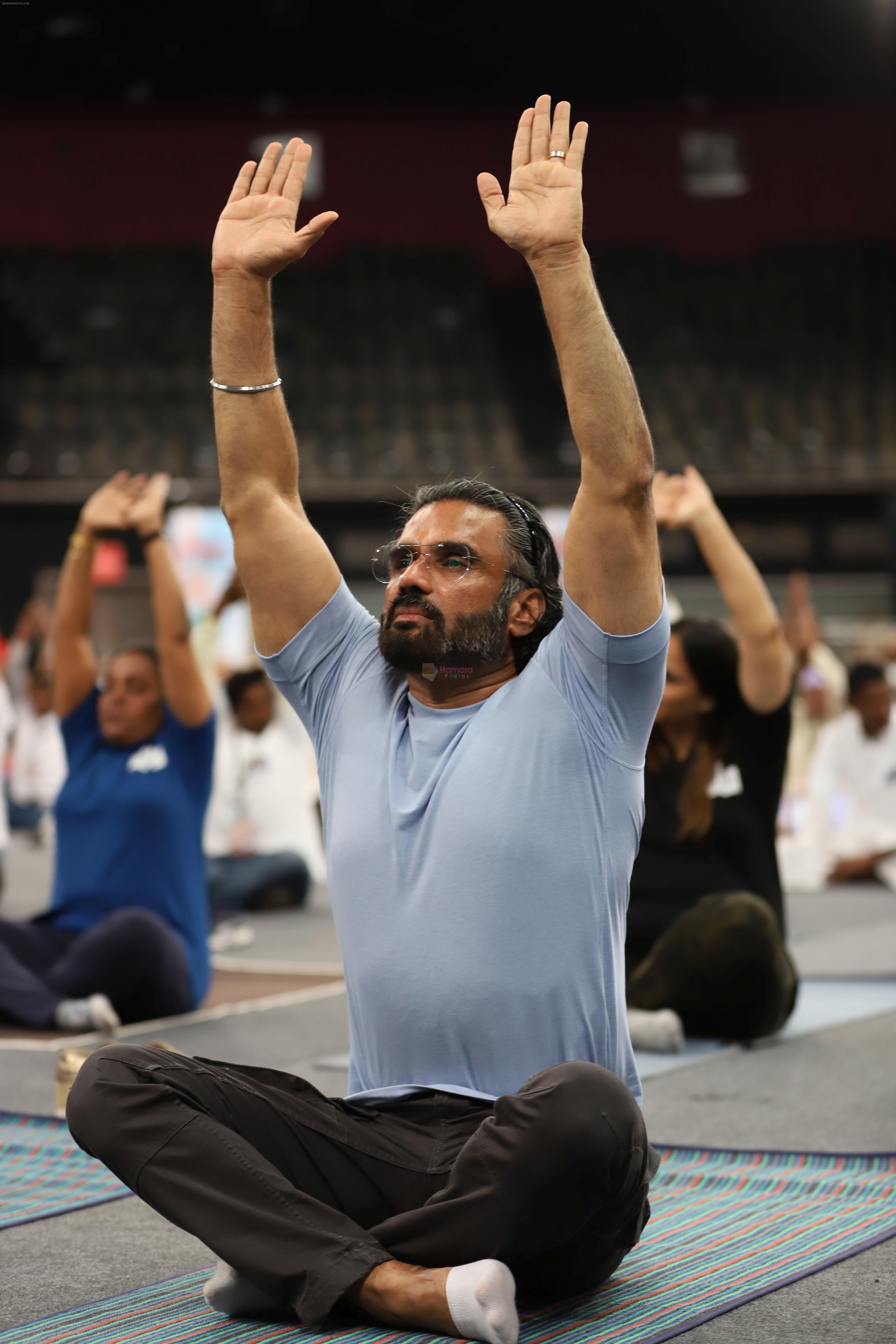 Sunil Shetty at world yoga day in NSCI worli on 21st June 2019