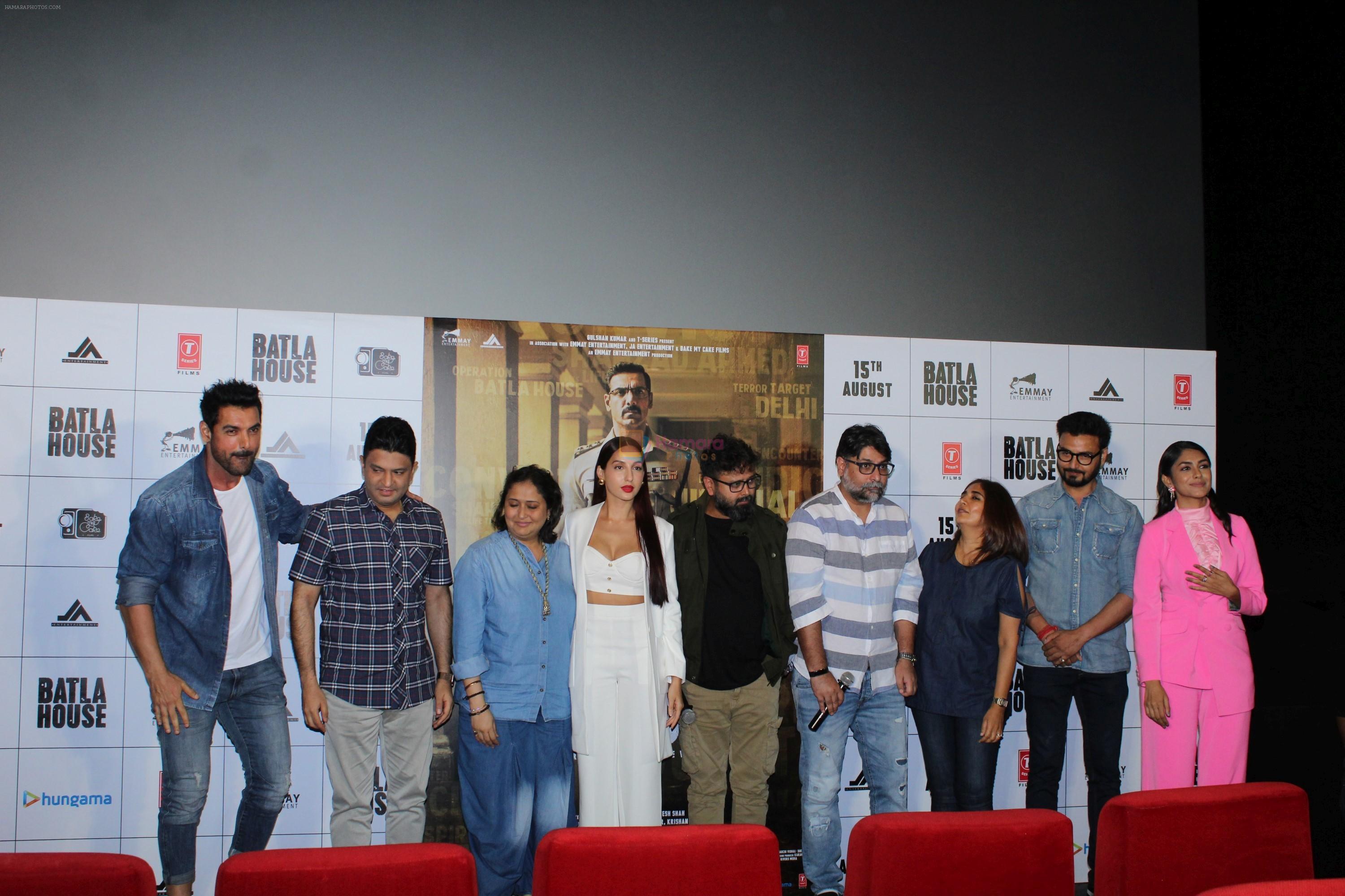 John Abraham, Mrunal Thakur, Tulsi Kumar, Nora Fatehi, Nikhil Advani at the Trailer Launch Of Film Batla House on 10th July 2019