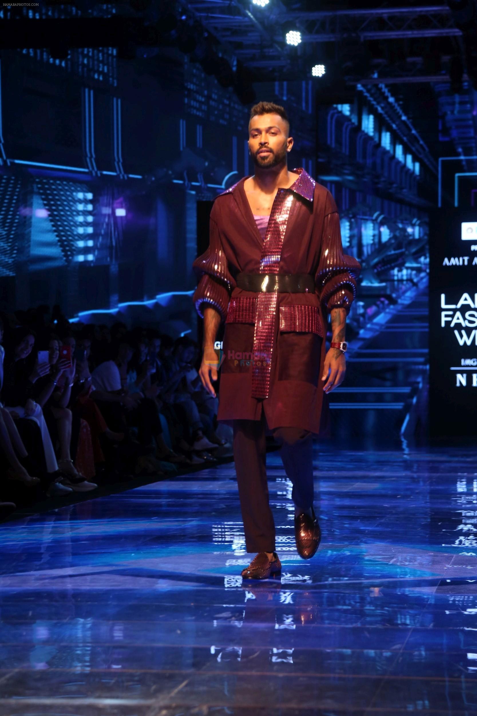 Hardik Pandya walk the ramp at Lakme Fashion week 2019 for designer Amit Aggarwal on 21st Aug 2019