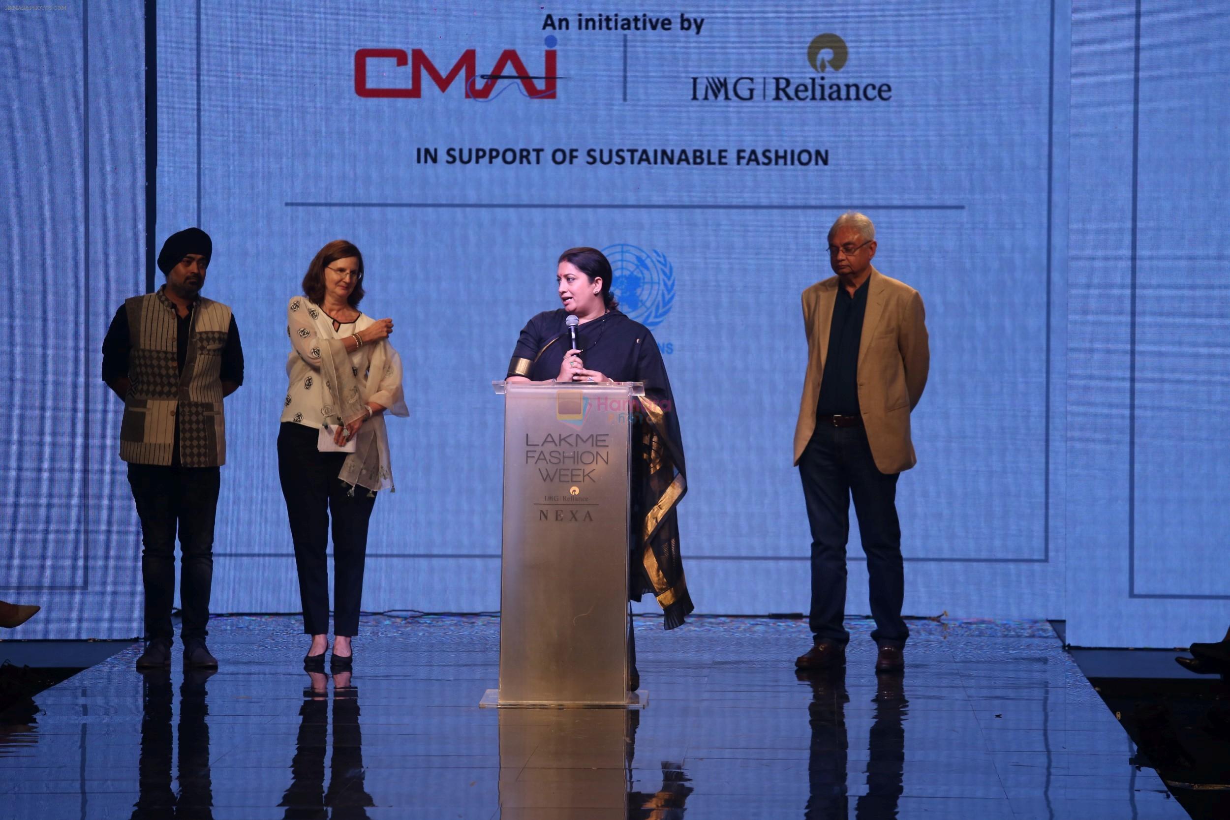 Smriti Irani At Lakme Fashion Week 2019 on 22nd Aug 2019