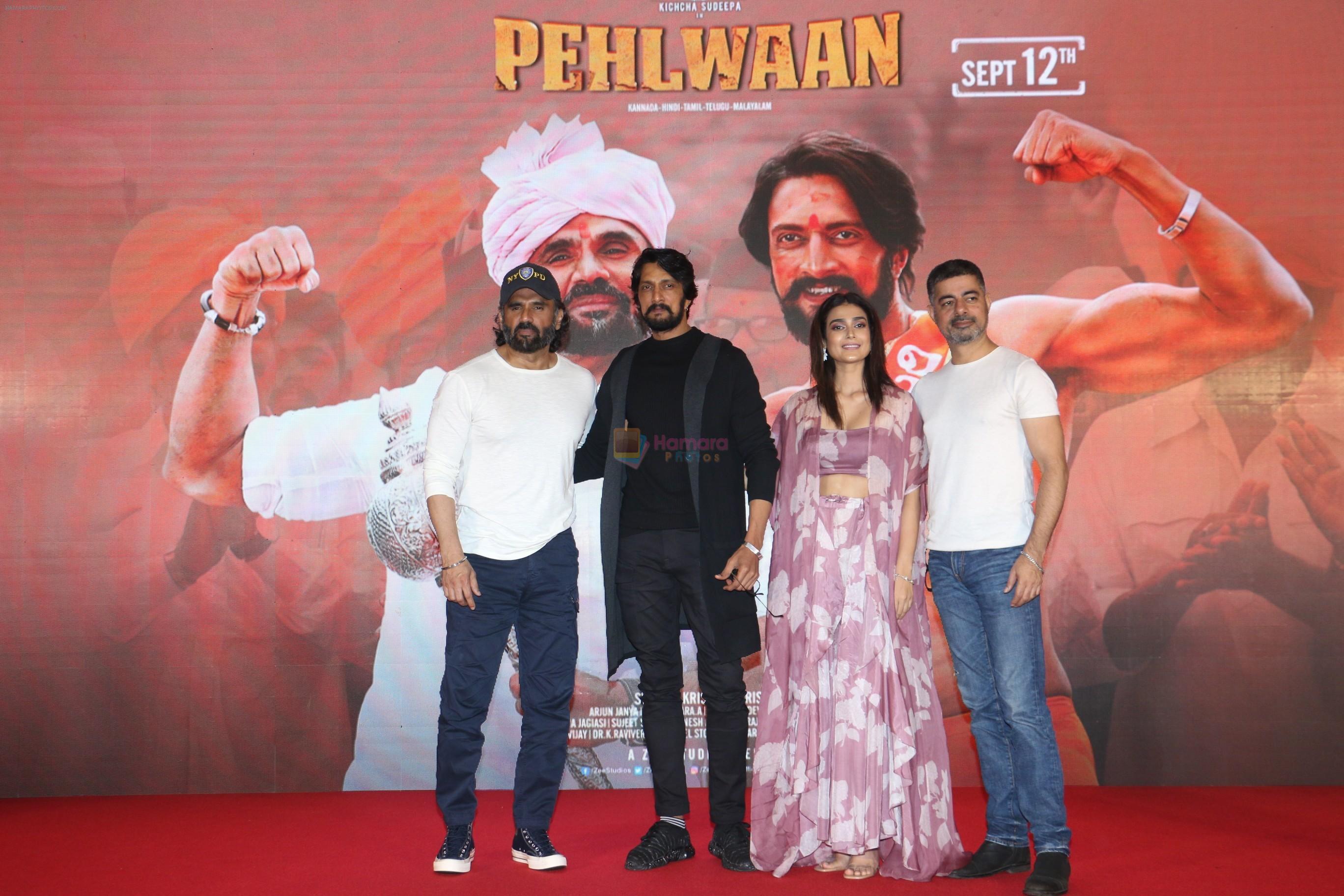 Sunil Shetty, Sudeep, Aakanksha Singh, Sushant Singh at the press conference of film Pehlwaan at Sun n Sand in juhu on 22nd Aug 2019