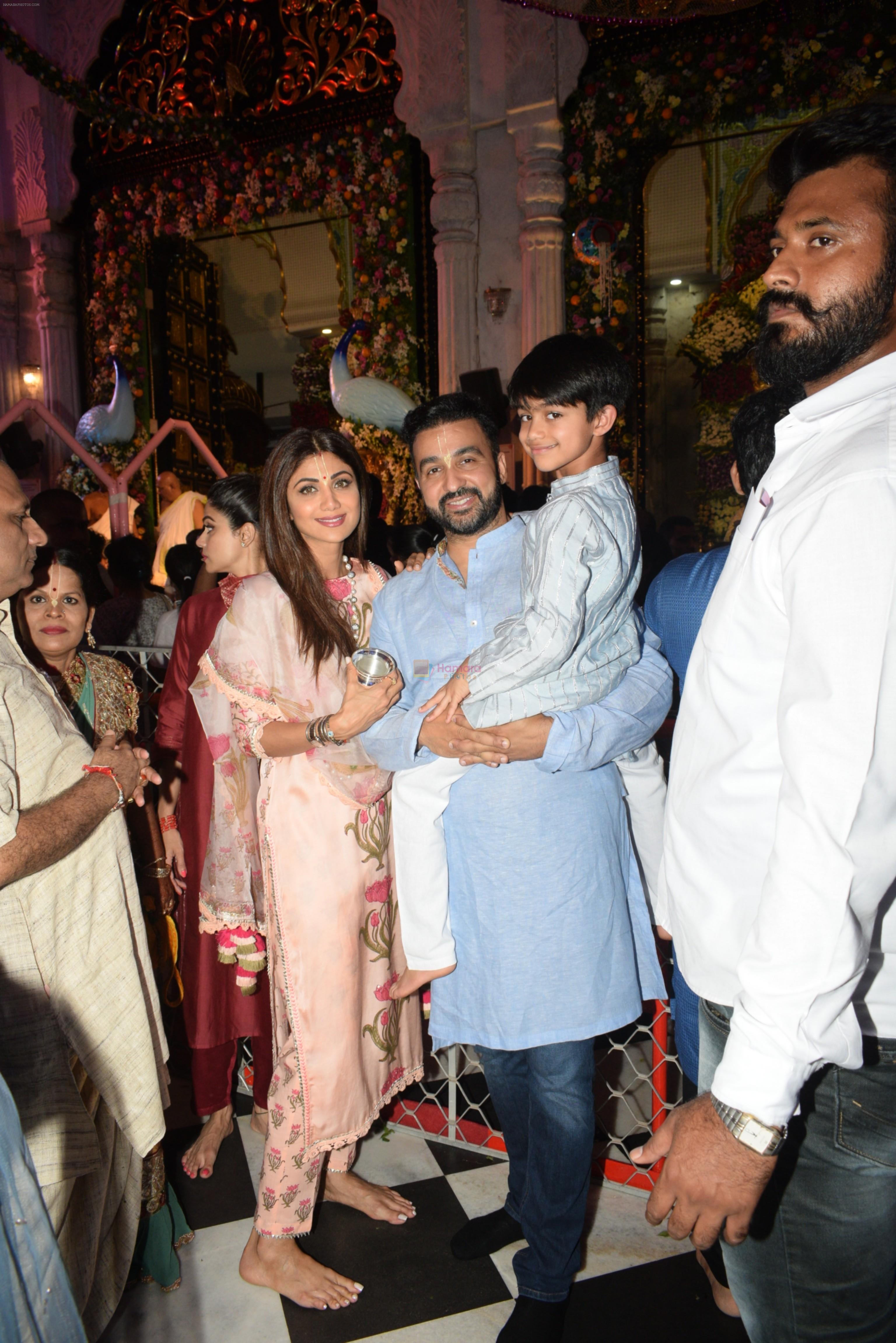 Shilpa Shetty with family at the janmashtami celebration at Iskon temple juhu on 23rd Aug 2019