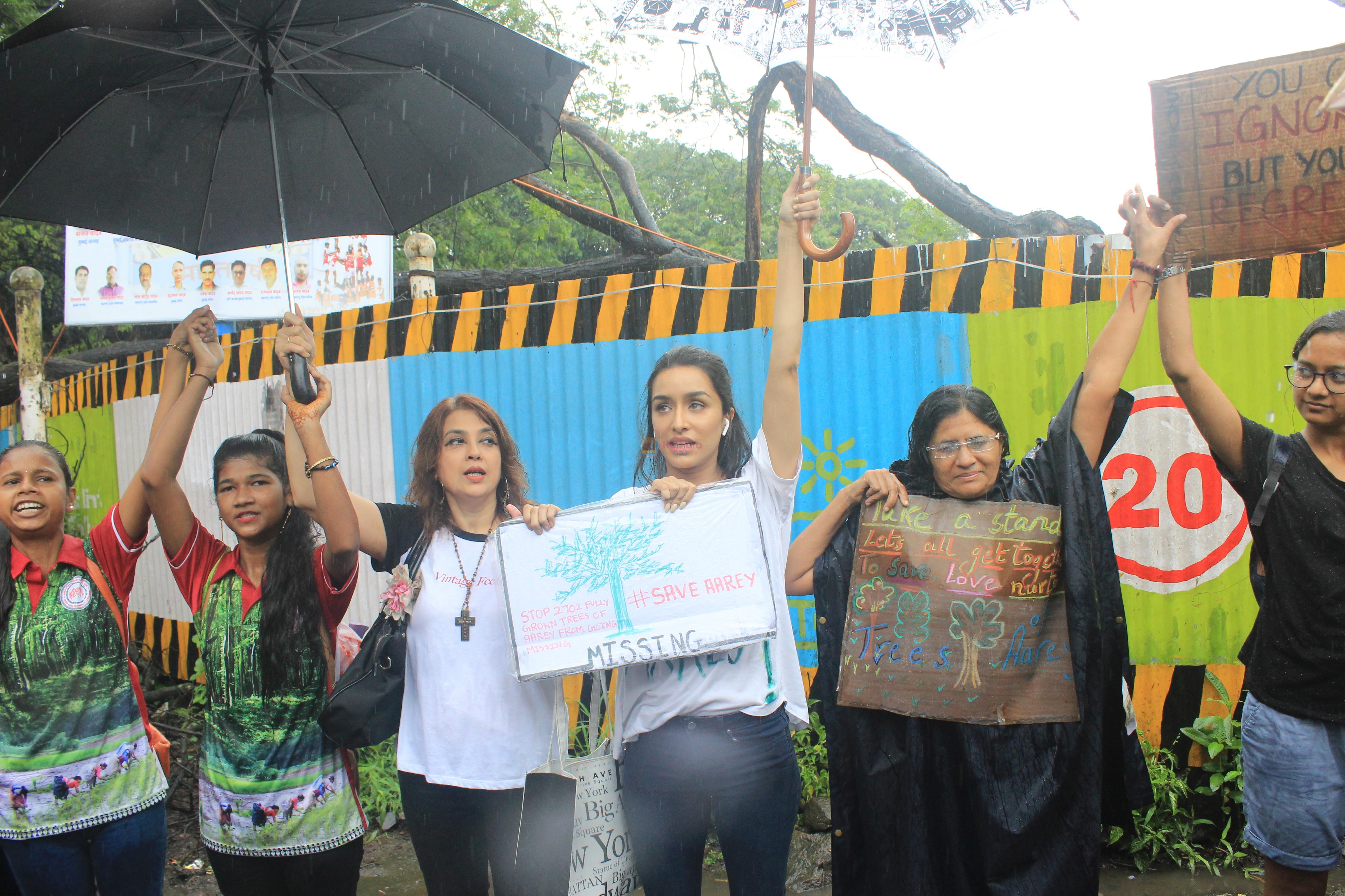 Shraddha Kapoor takes part in protest against the tree cuttings for Metro3 at Aarey in goregaon on 1st Sept 2019