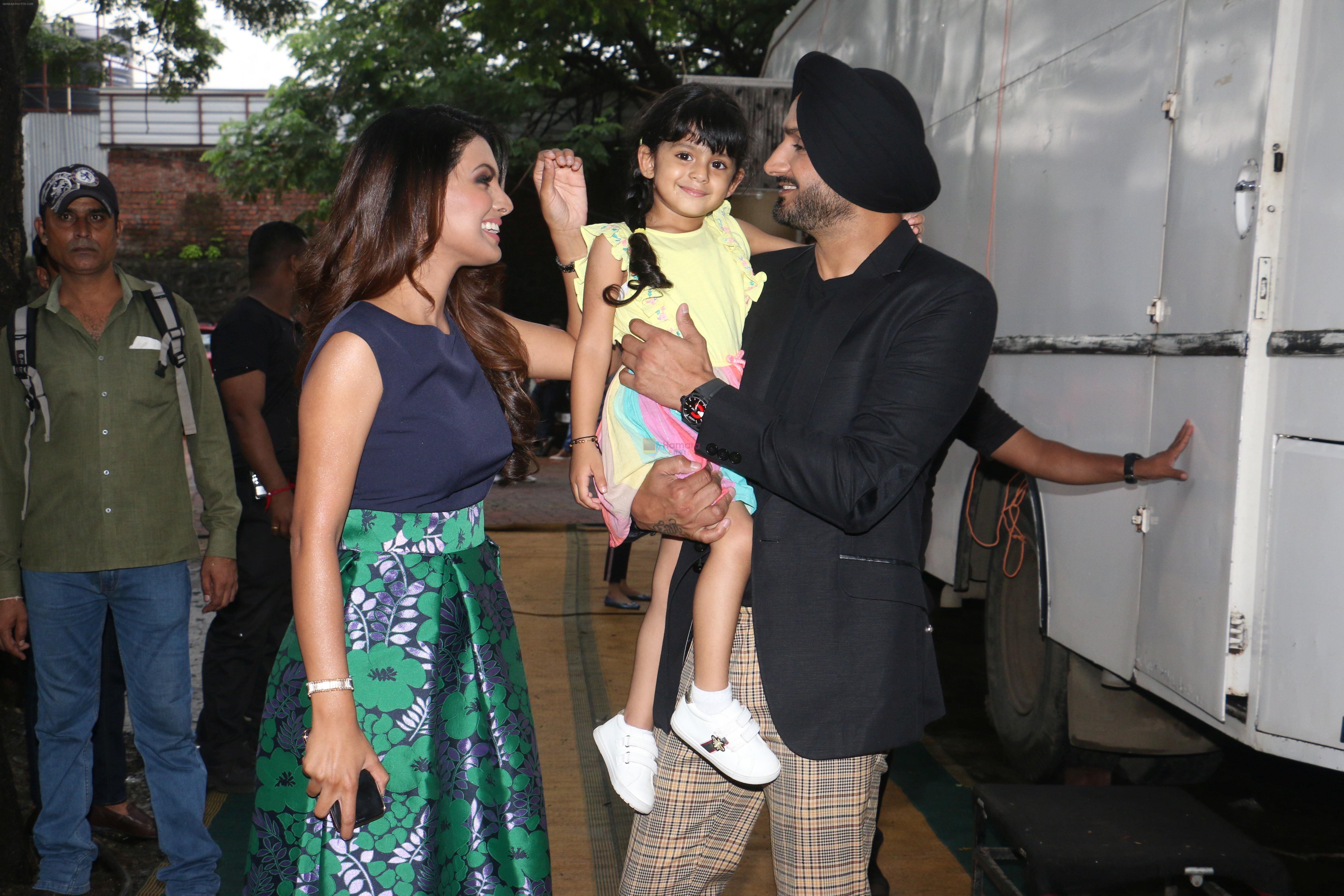 Harbhajan Singh , Geeta Basra & daughter on the sets of Lagao Boli at andheri on 1st Sept 2019