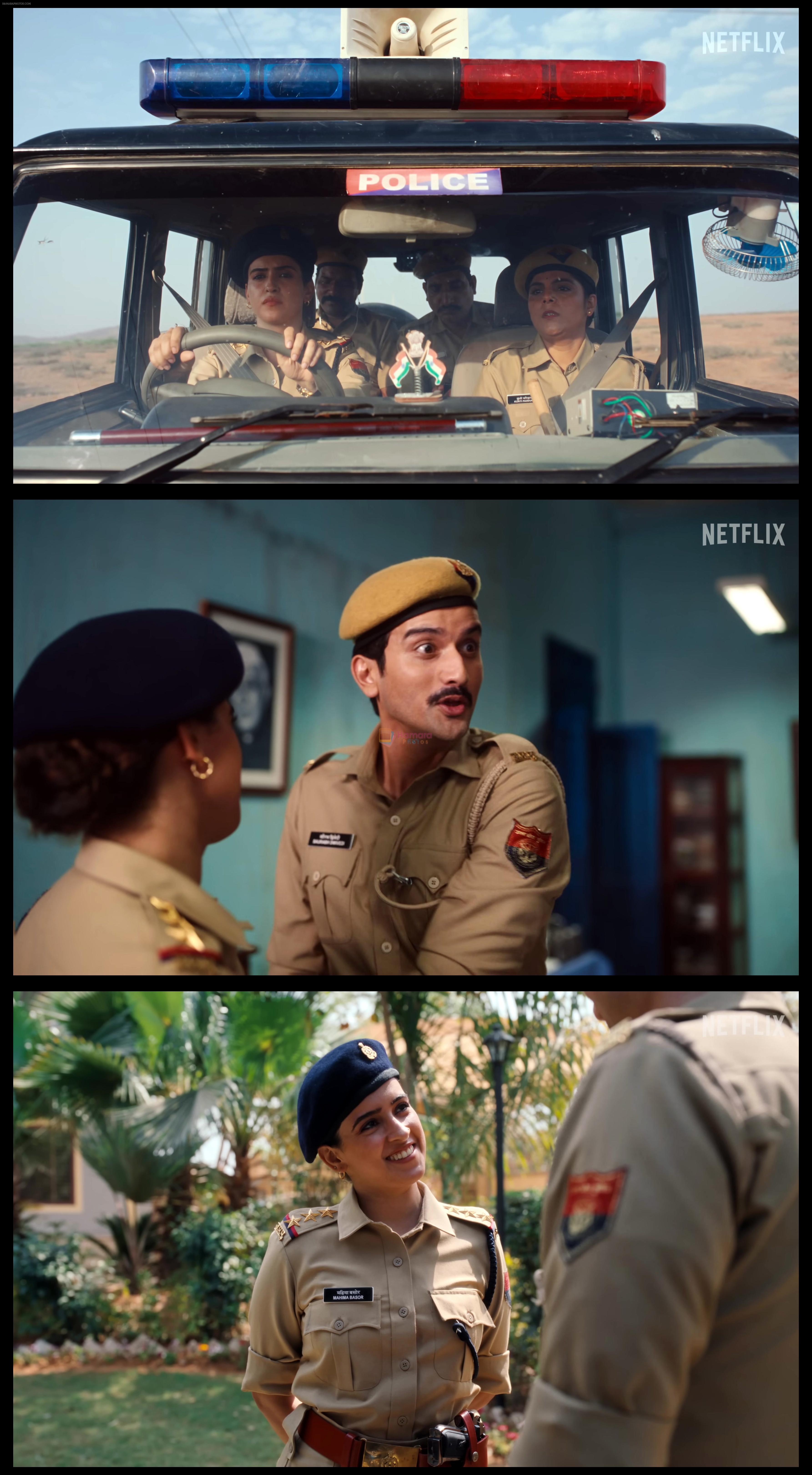 Sanya Malhotra as Mahima Basor and Anant V Joshi as Sourabh Dwivedi in Kathal A Jackfruit Mystery Movie Still