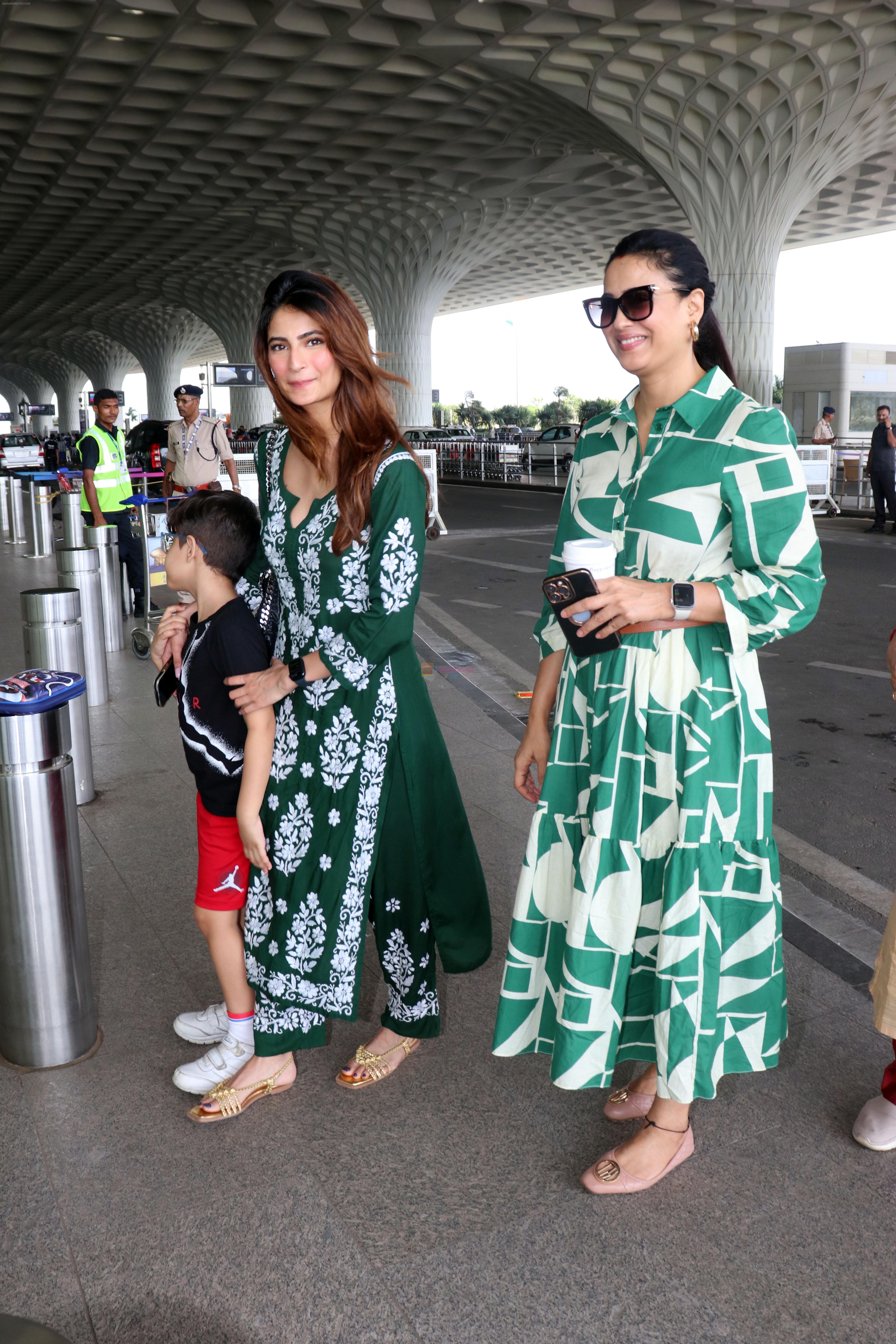 Palak Tiwari dressed in Shia Modal Green Chikankari Kurti Palazzo complimented by golden sandals