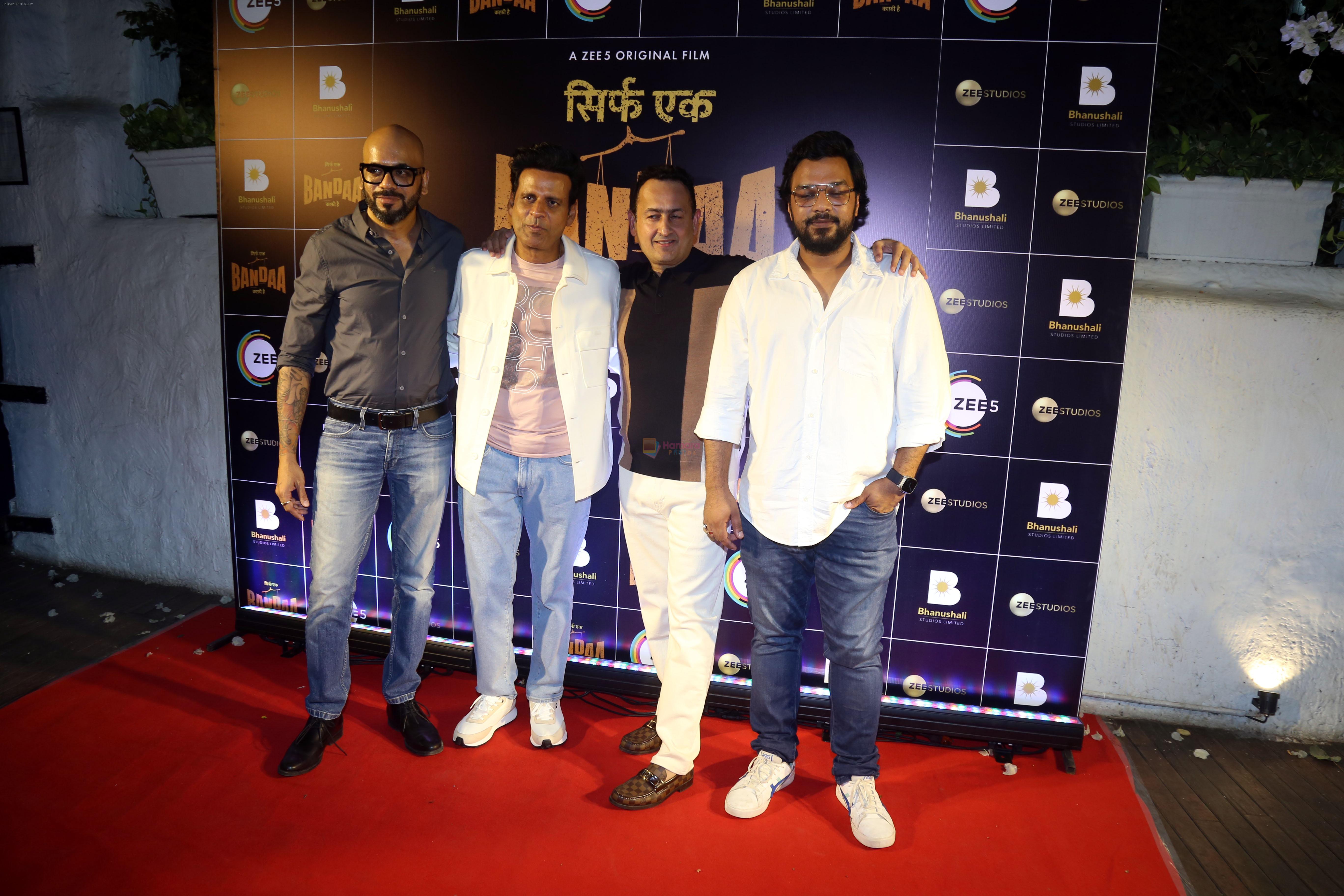Manoj Bajpayee, Vinod Bhanushali, Apoorv Singh Karki at Success Party Of Film Sirf Ek Bandaa Kaafi Hai