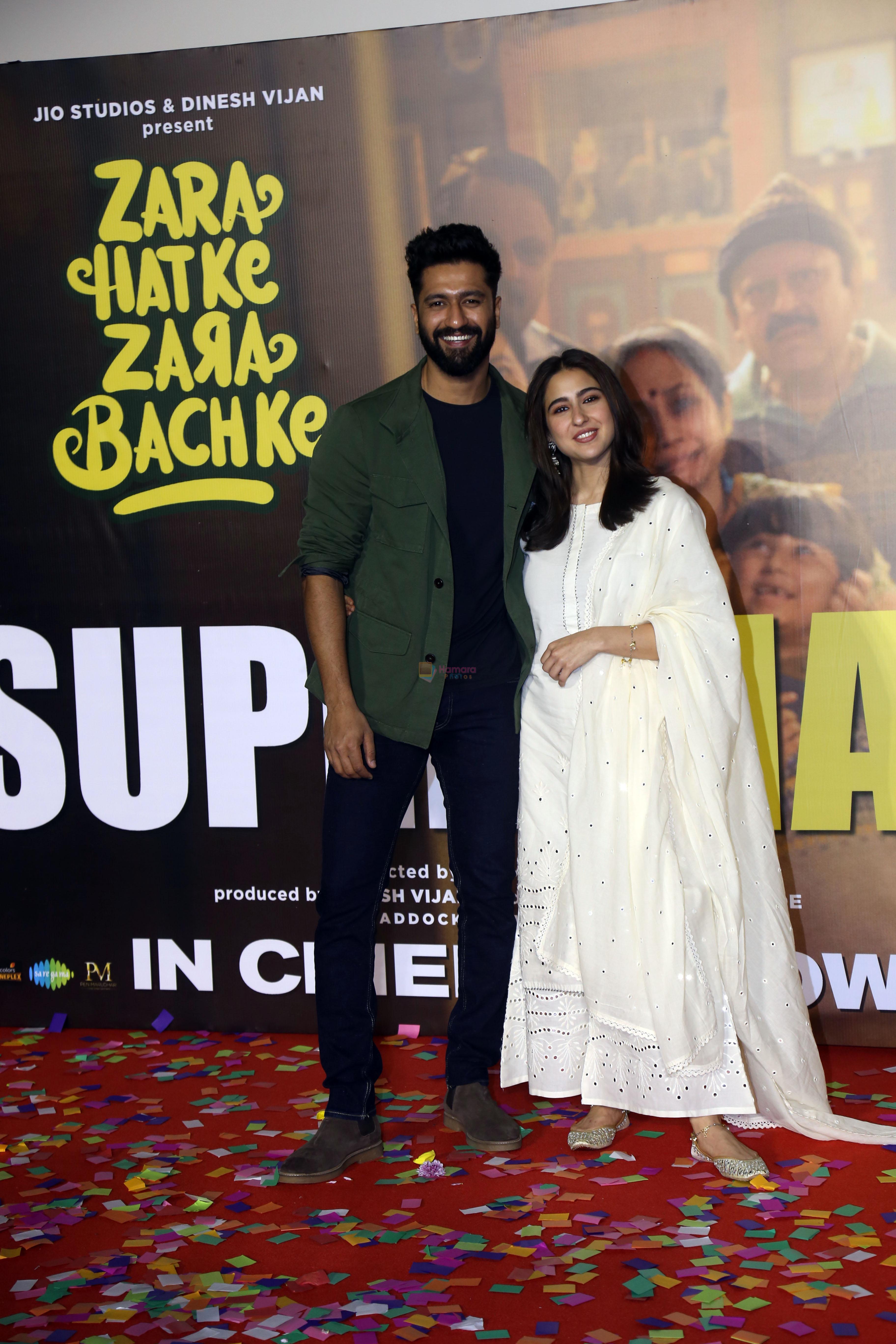 Sara Ali Khan and Vicky Kaushal at Zara Hatke Zara Bachke movie Press Conference