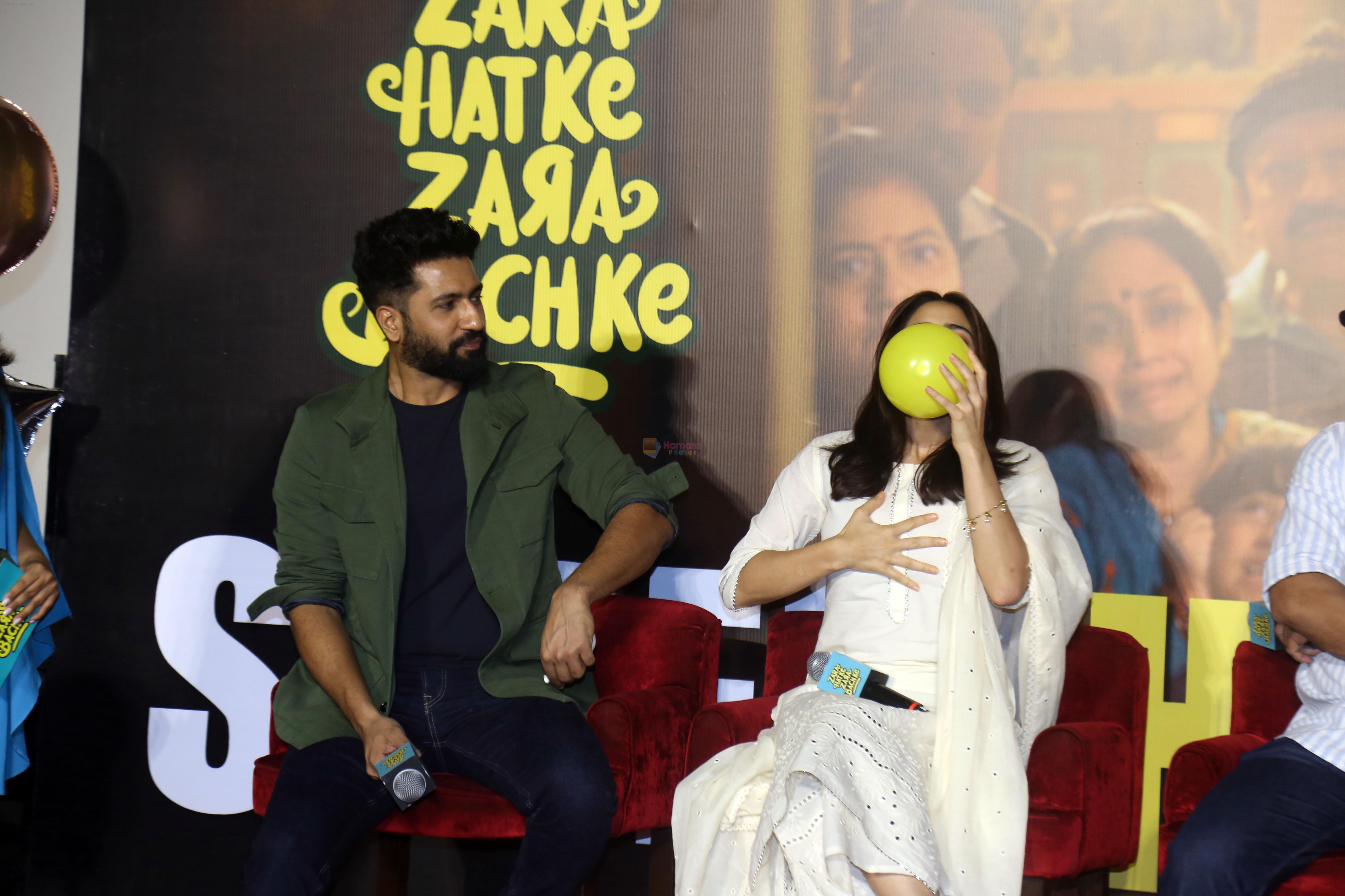 Sara Ali Khan and Vicky Kaushal at Zara Hatke Zara Bachke movie Press Conference