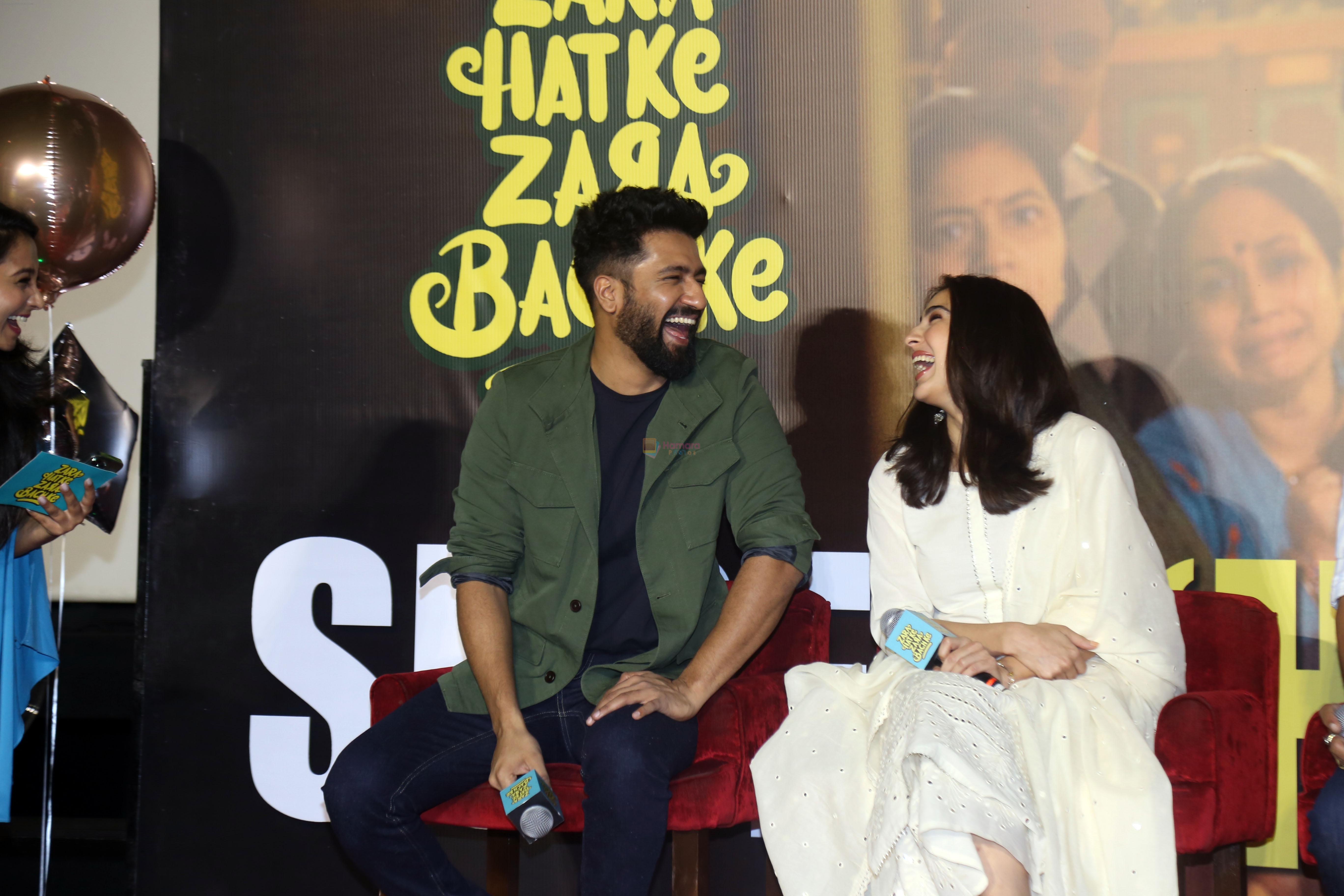 Sara Ali Khan and Vicky Kaushal at Zara Hatke Zara Bachke movie Press Conference