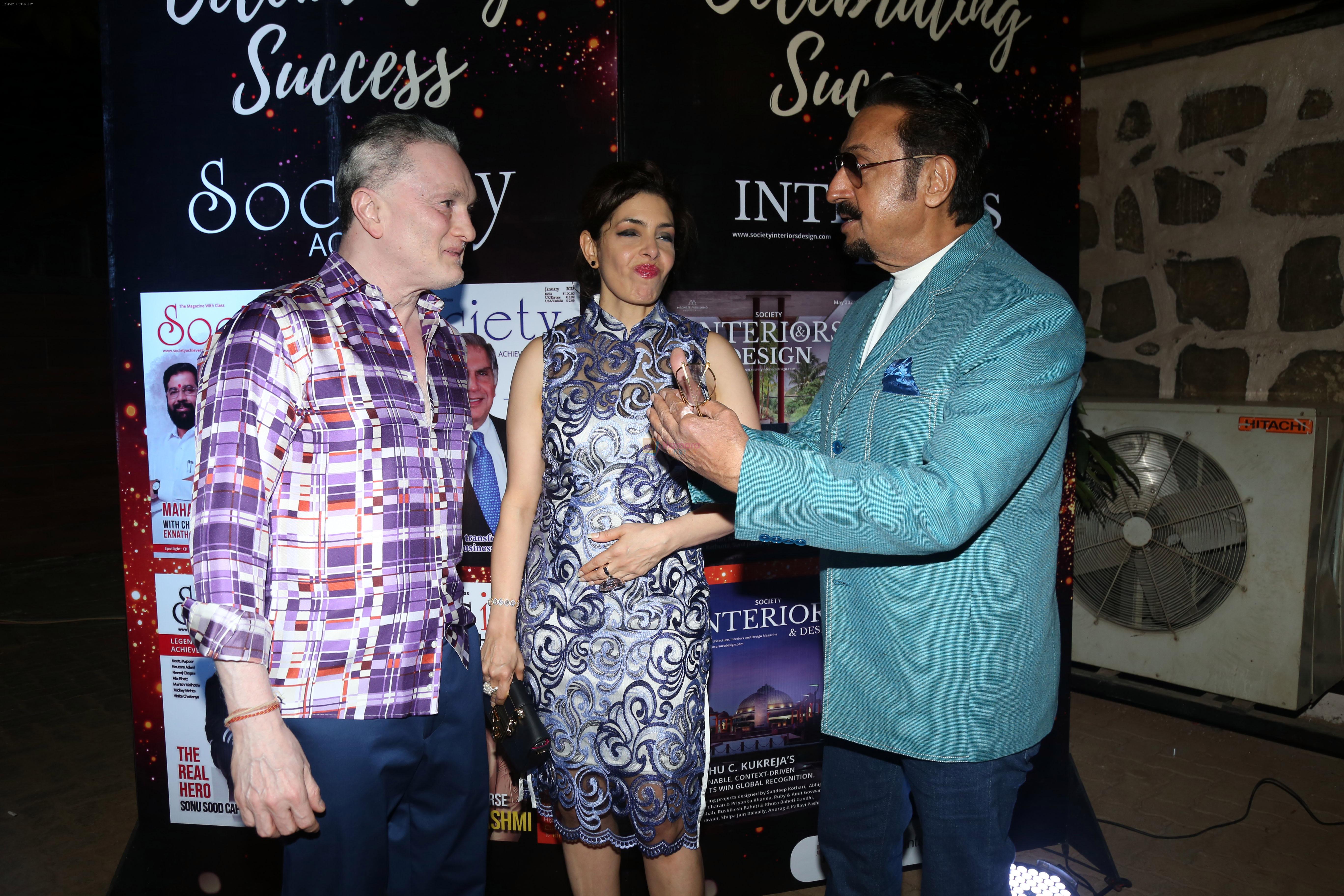 Gautam Singhania with wife Nawaz Modi Singhania and Gulshan Grover at the ReOpening of Keibaa X All Saints and Celebration of Society Achievers and Society Interiors and Design Magazine