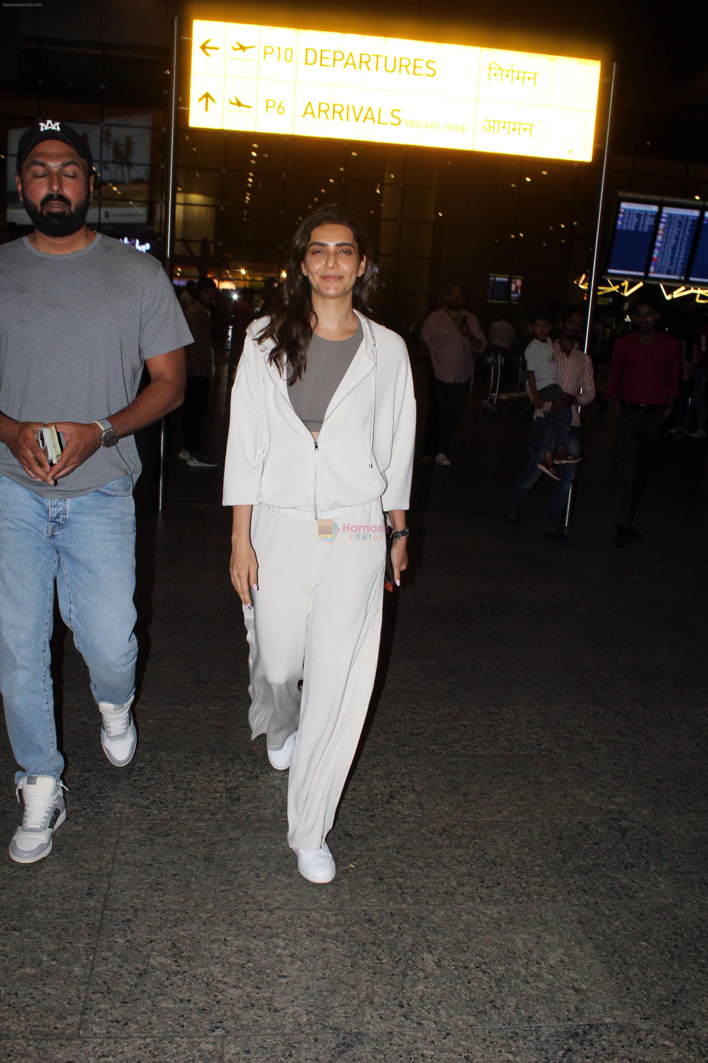 Karishma Tanna with husband Varun Bangera in a cream suit on 12 Jun 2023