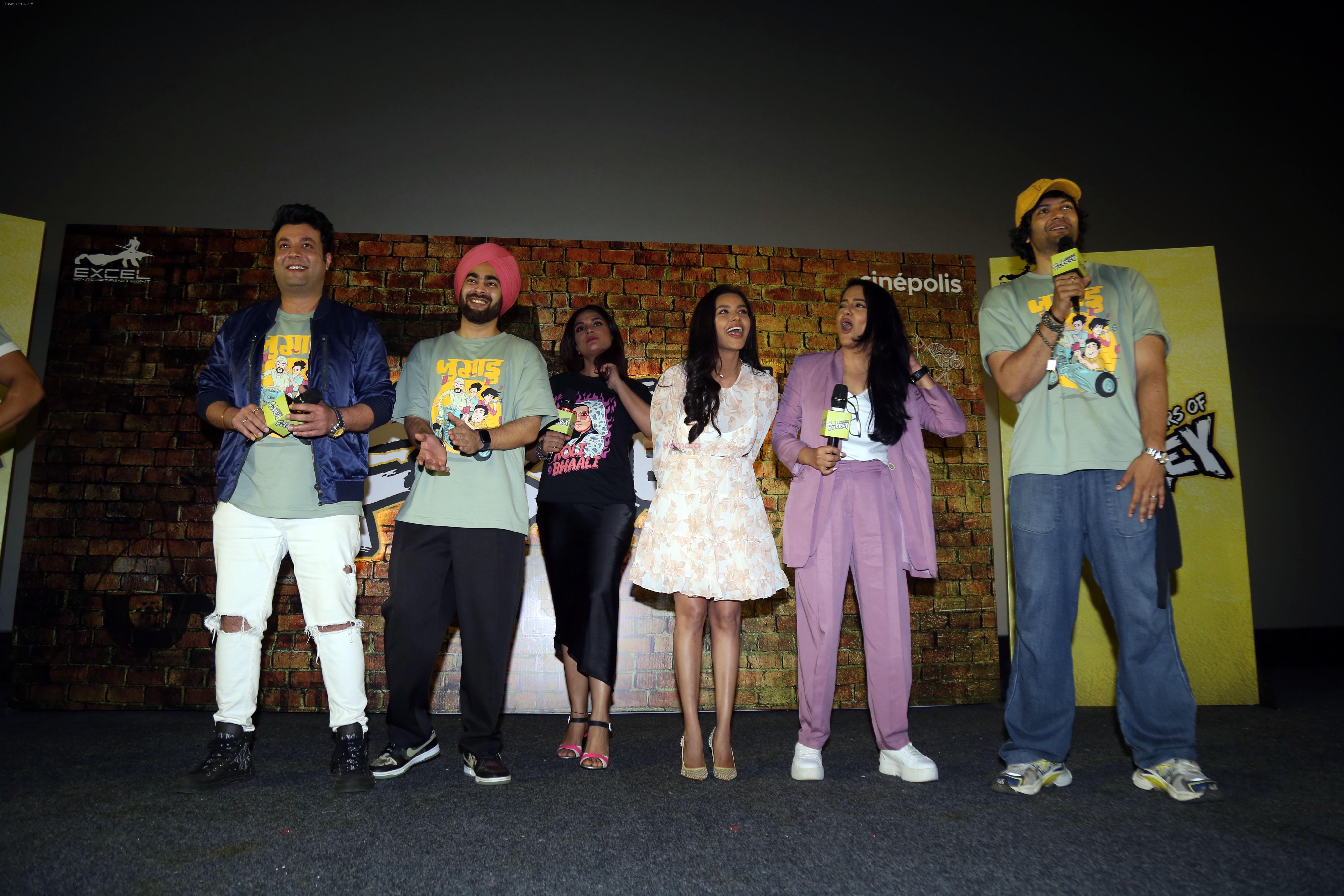 Richa Chadha, Ali Fazal, Varun Sharma, Priya Anand, Manjot Singh, Vishakha Singh at 10 year celebration of Fukrey at Fun Republic Mall on 13 Jun 2023