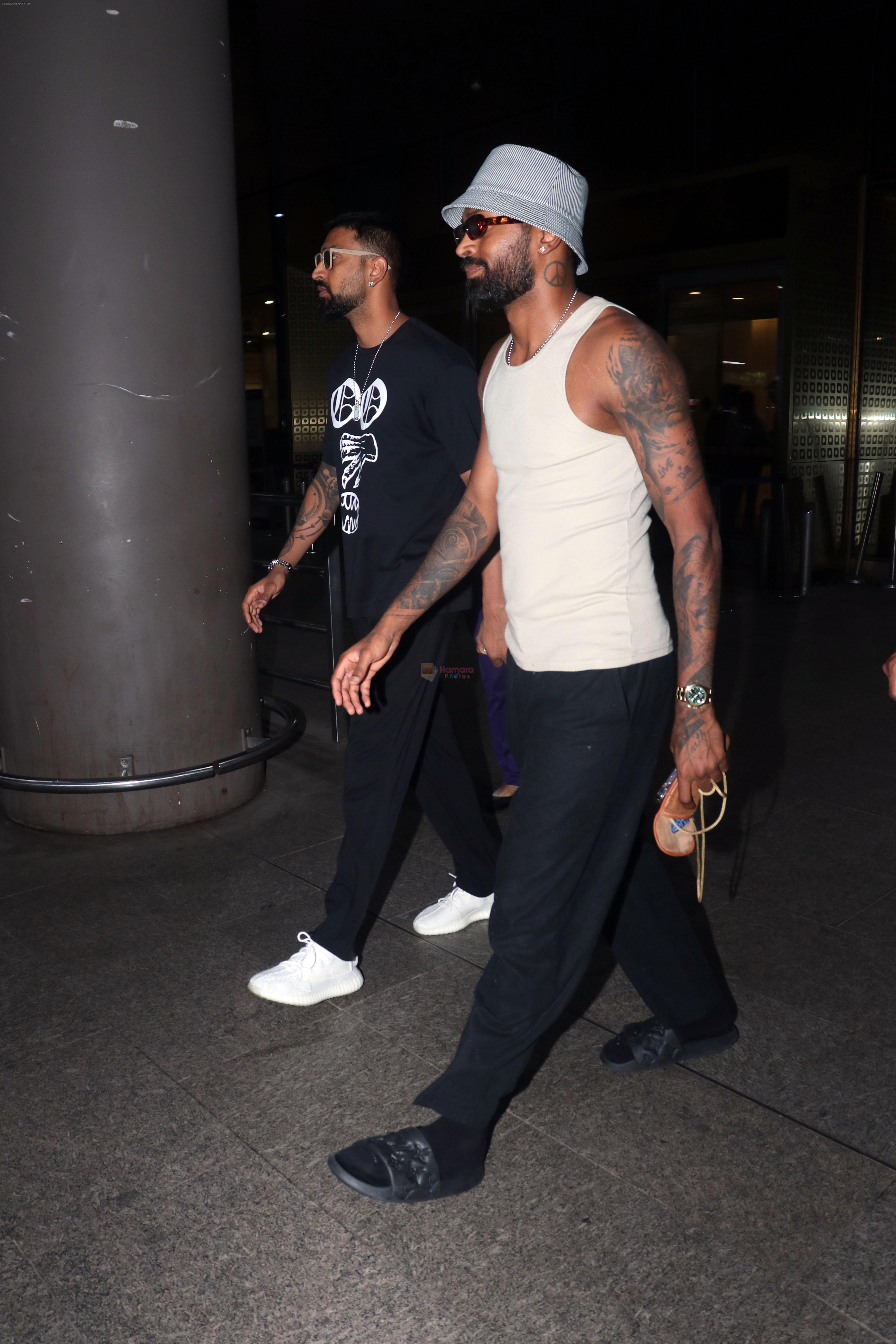 Hardik Pandya and Krunal Pandya spotted at the airport on 14 Jun 2023