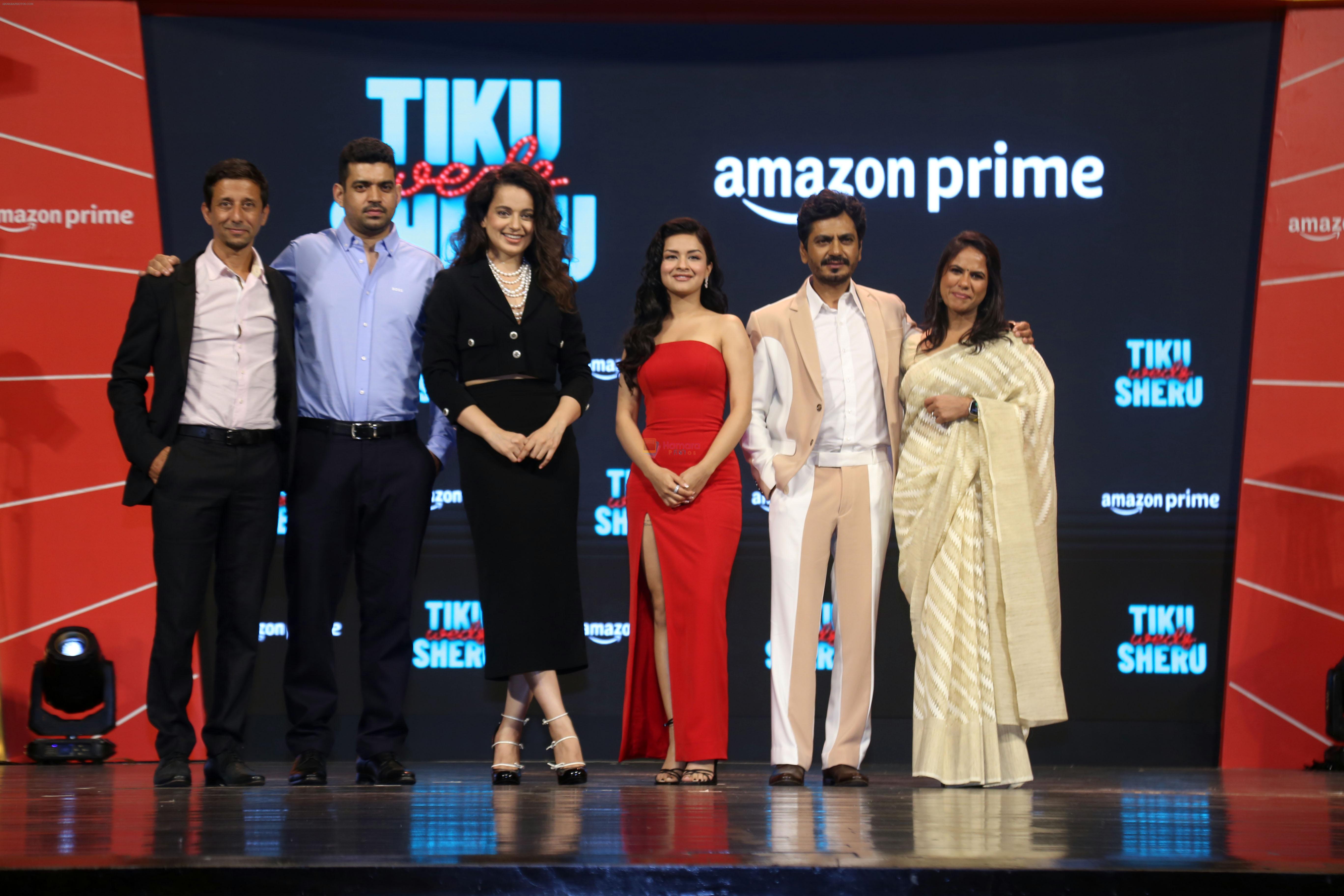 Kangana Ranaut, Nawazuddin Siddiqui, Avneet Kaur, Aparna Purohit, Bondip Sarma, Aakash Pandey at the trailer launch of film Tiku Weds Sheru on 14 Jun 2023