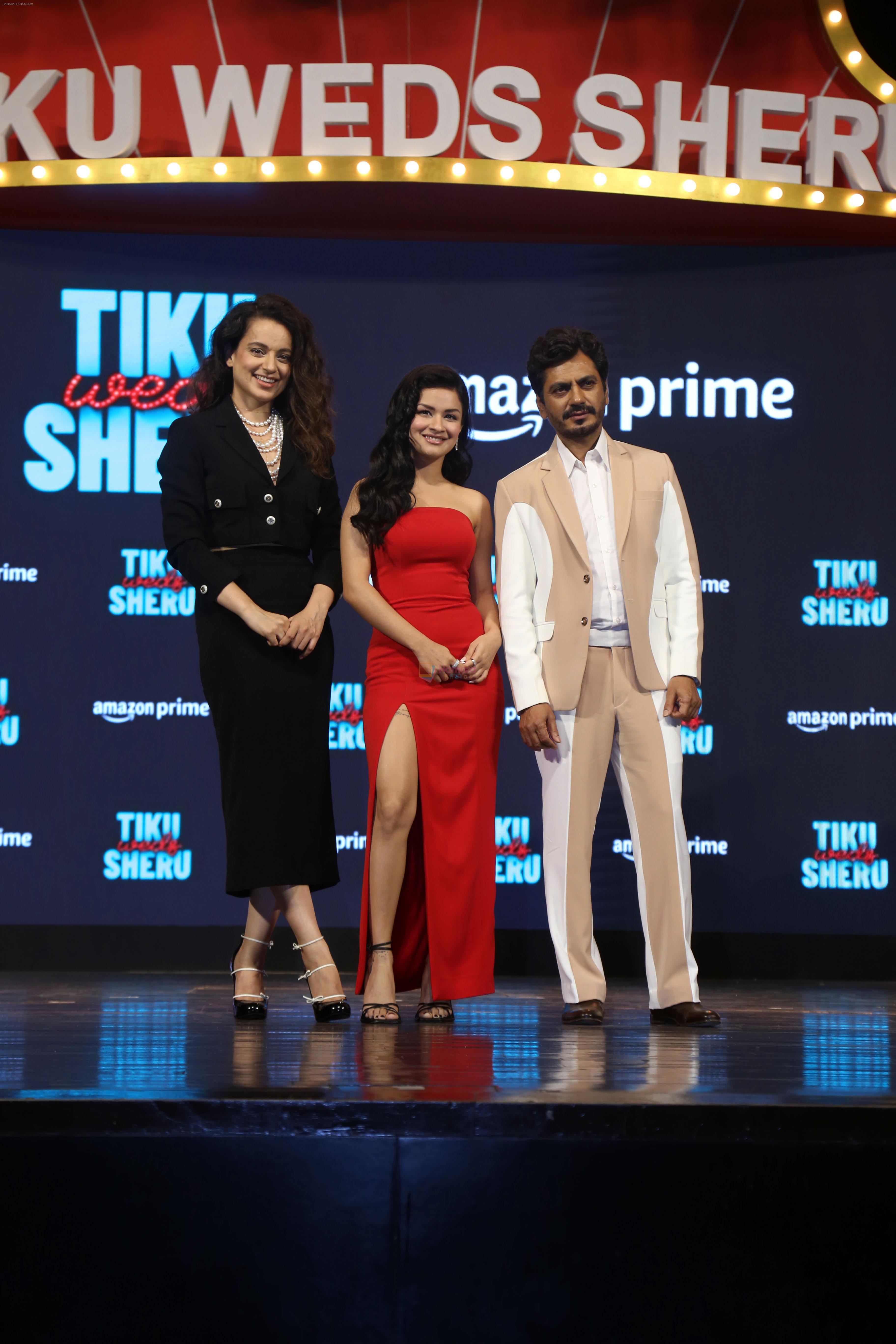 Kangana Ranaut, Nawazuddin Siddiqui, Avneet Kaur at the trailer launch of film Tiku Weds Sheru on 14 Jun 2023