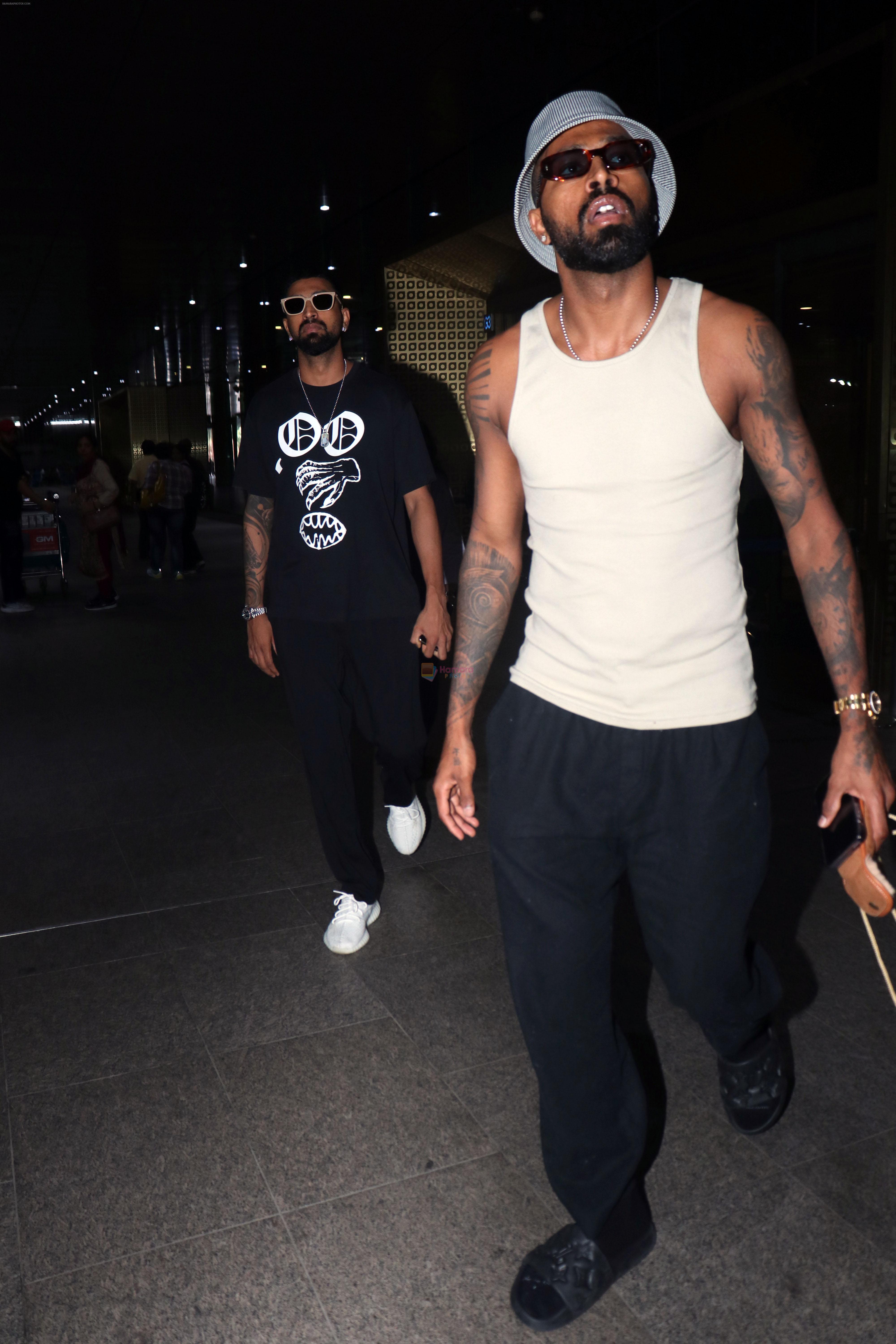 Hardik Pandya and Krunal Pandya spotted at the airport on 14 Jun 2023