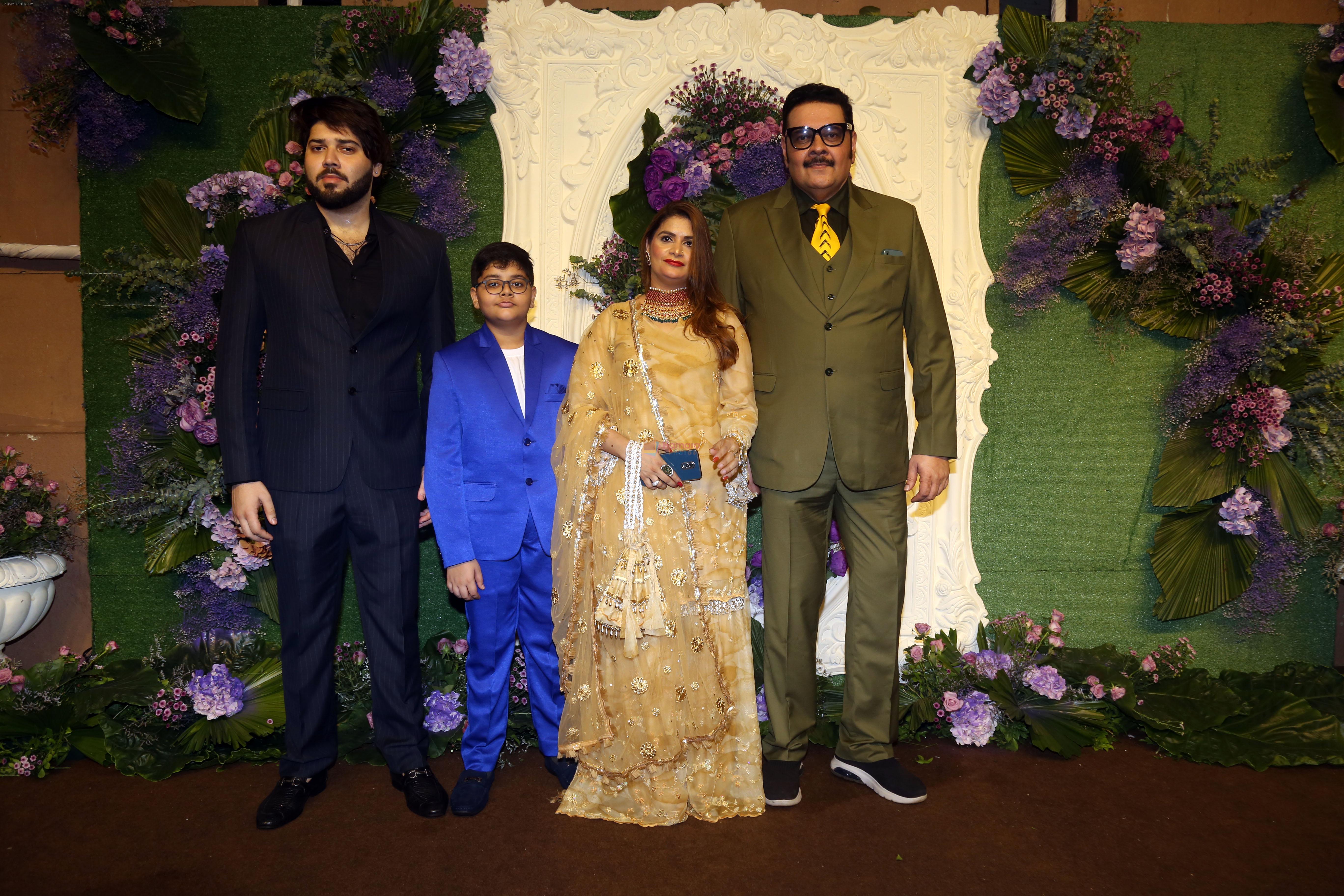 Shehzad Khan with wife Humaira and kids Faaris Pose for media at the reception of Karan Deol and Drisha Acharya on 18 Jun 2023