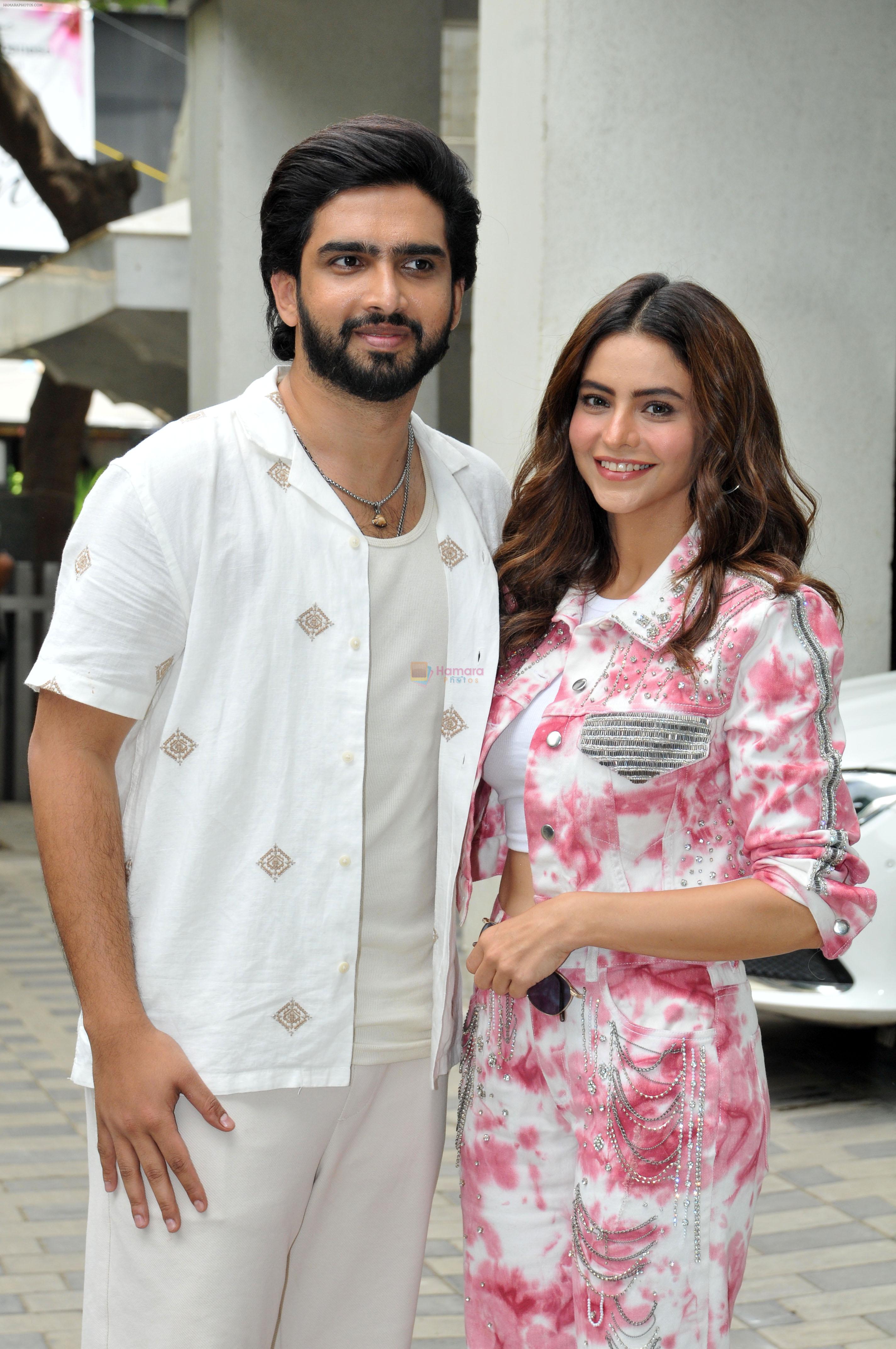 Amaal Mallik and Aamna Sharif pose for the camera at the T-Series office on 19 Jun 2023