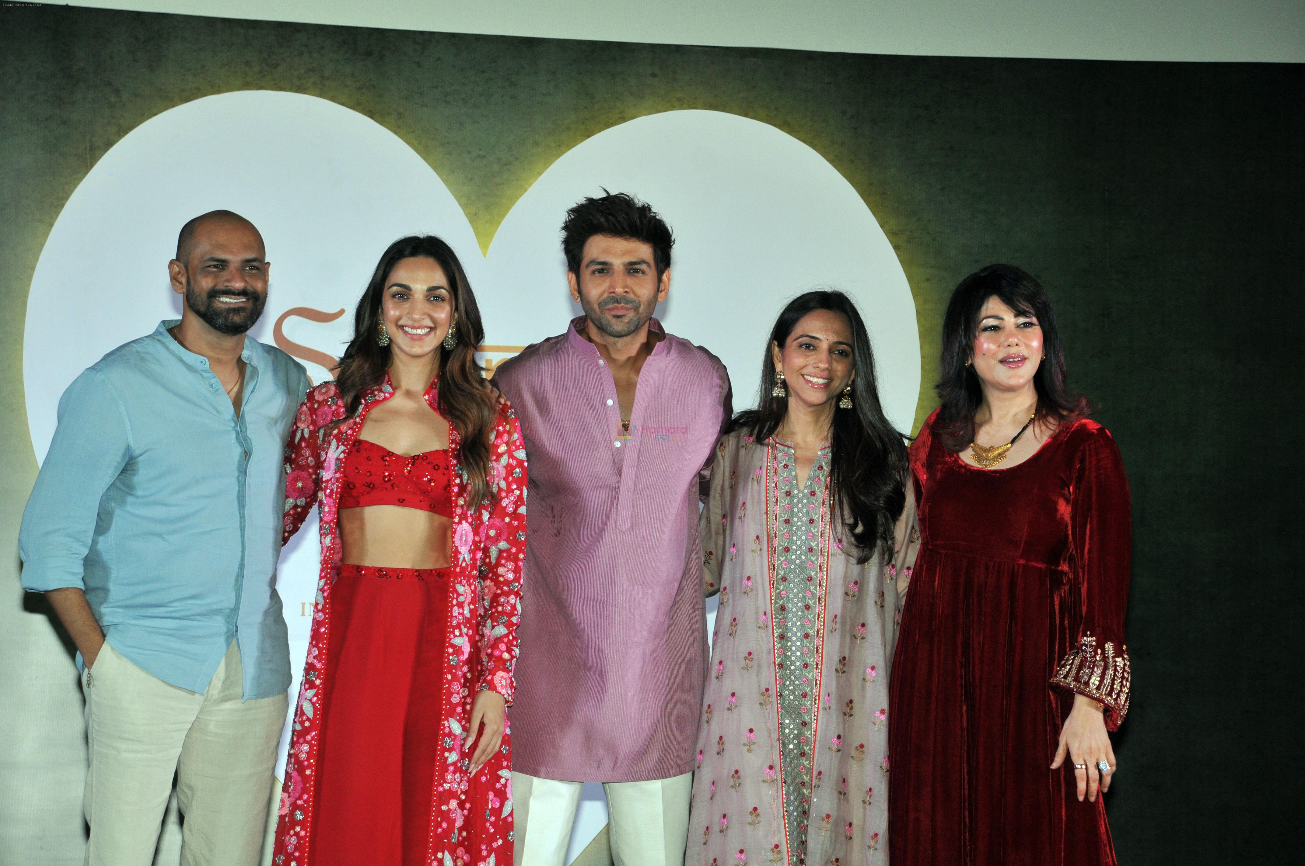 Wardha Khan, Sameer Vidwans, Shareen Mantri Kedia, Kartik Aaryan and Kiara Advani promote song launch of Sun Sajni from movie Satyaprem Ki Katha on 21 Jun 2023